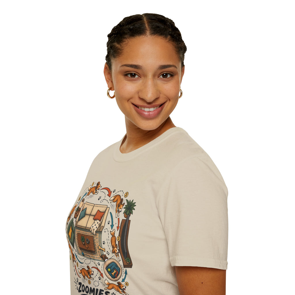 Zoomies Dog T-Shirt — Playful Puppy Housewarming Tee