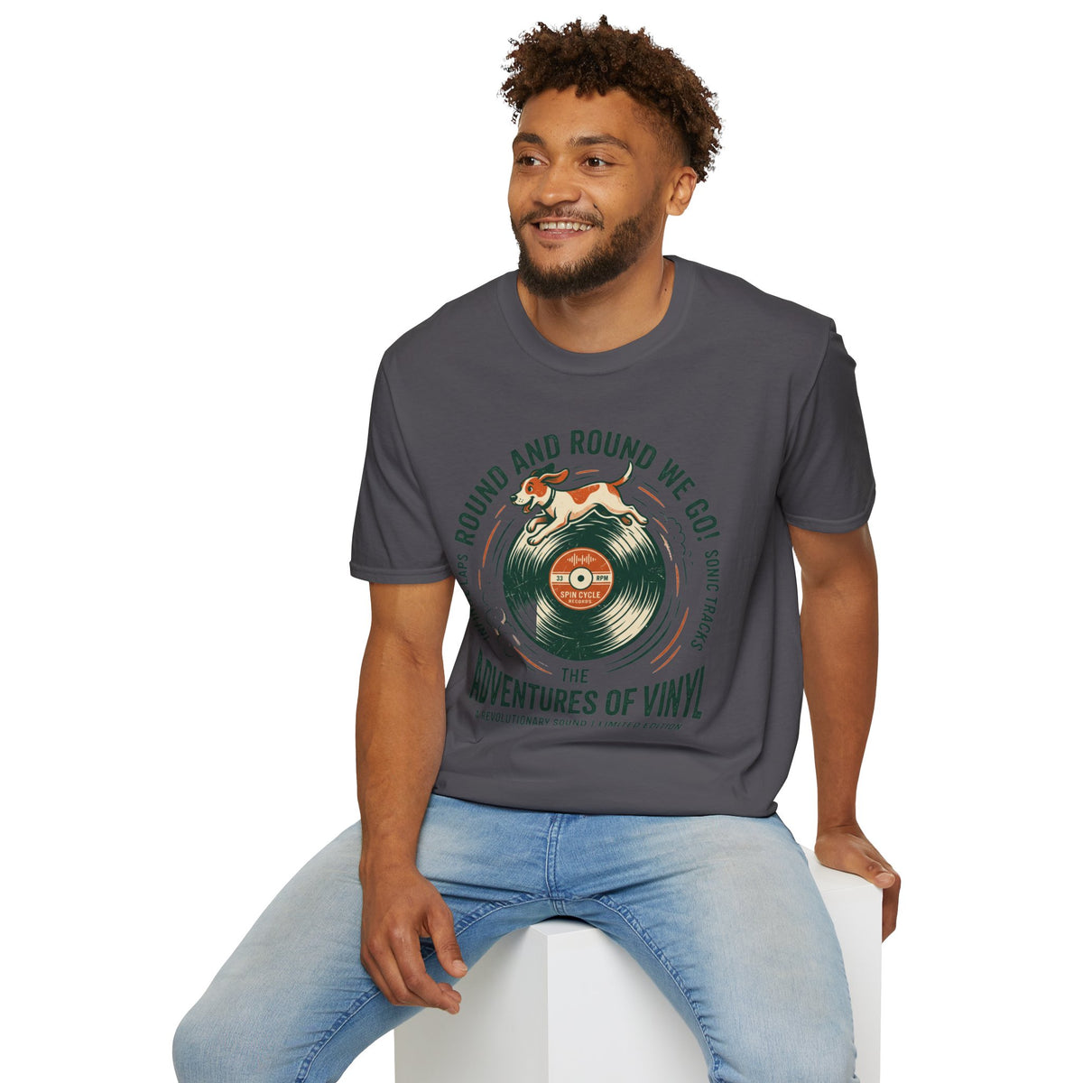 Round and Round We Go Vinyl T-Shirt — The Adventures of Vinyl Retro Record Tee