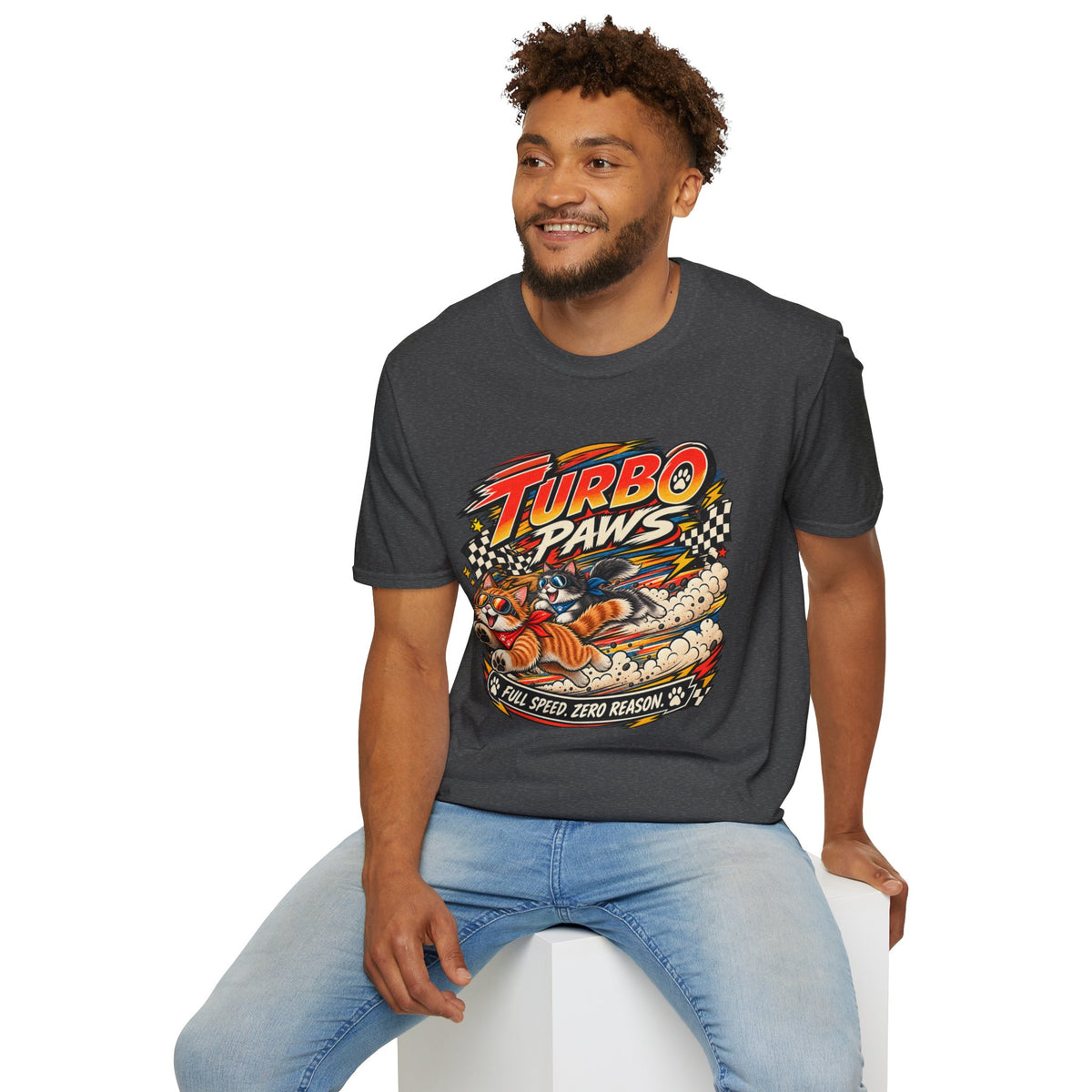 Turbo Paws T-Shirt — Retro Racing Cat Graphic Tee