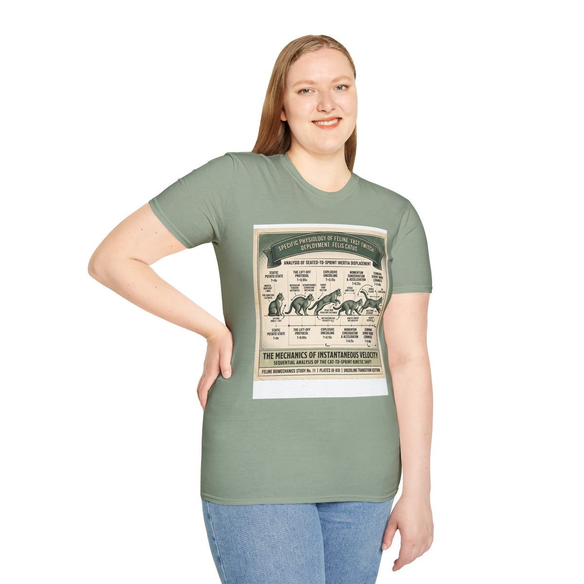Cat Sprint Anatomy T‑Shirt — Vintage Feline Fast Twitch Diagram