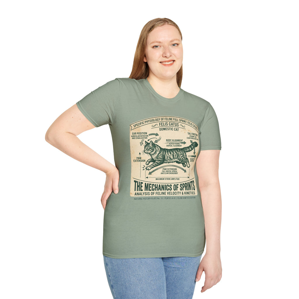 Cat Sprint Anatomy T-Shirt — Felis Catus Vintage Scientific Illustration Tee