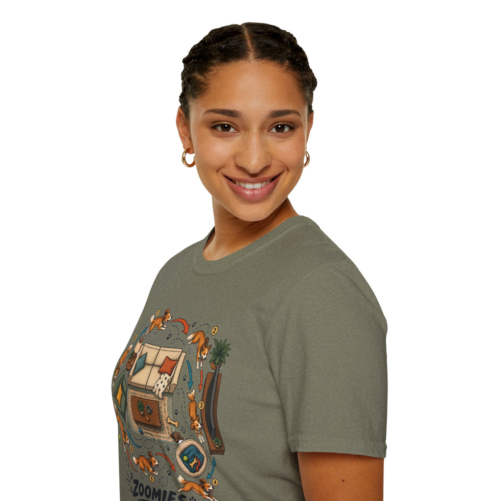 Zoomies Dog T-Shirt — Playful Puppy Housewarming Tee