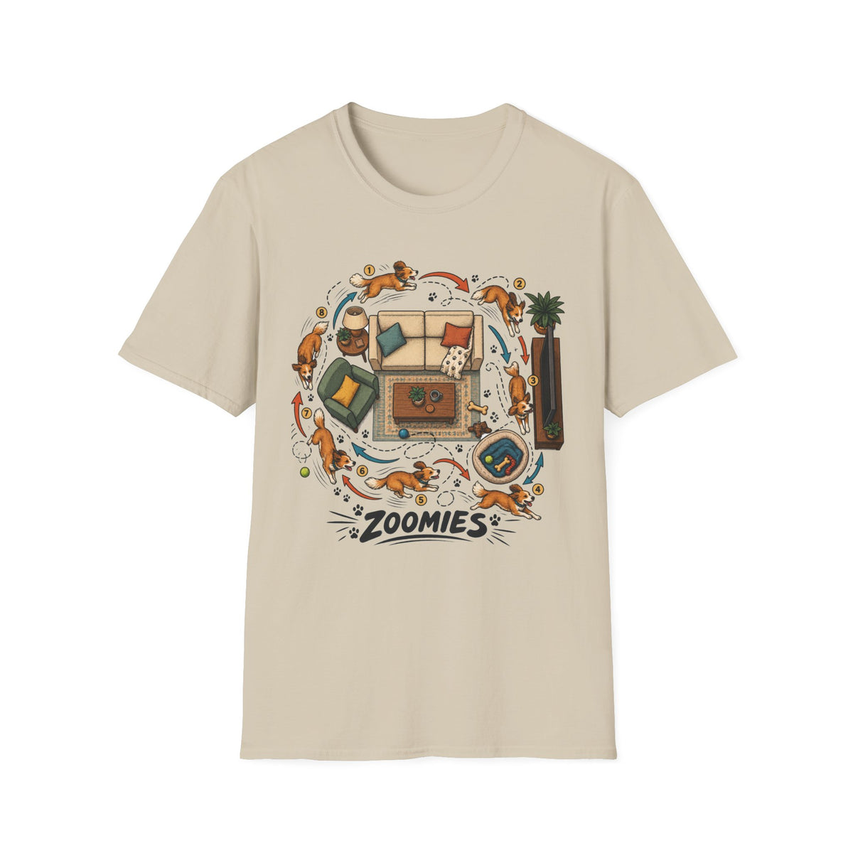 Zoomies Dog T-Shirt — Playful Puppy Housewarming Tee