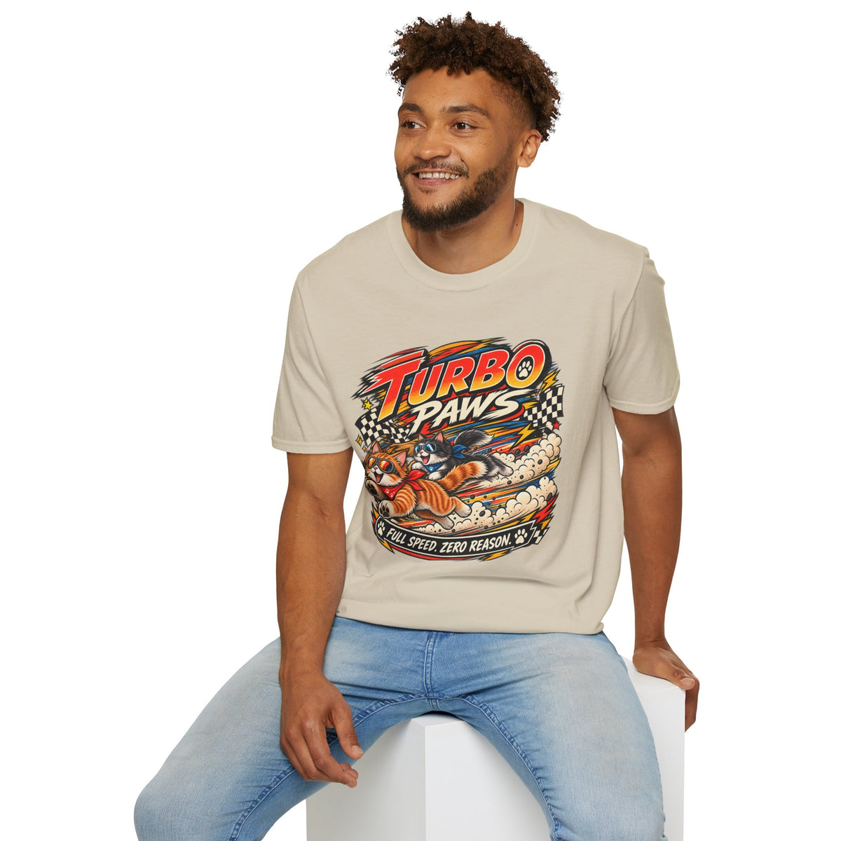 Turbo Paws T-Shirt — Retro Racing Cat Graphic Tee