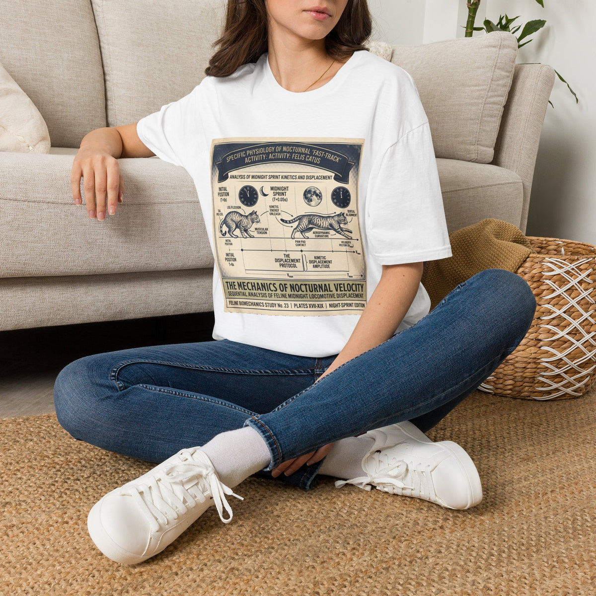 Nocturnal Cat Anatomy T-Shirt – Vintage Feline Physiology Diagram