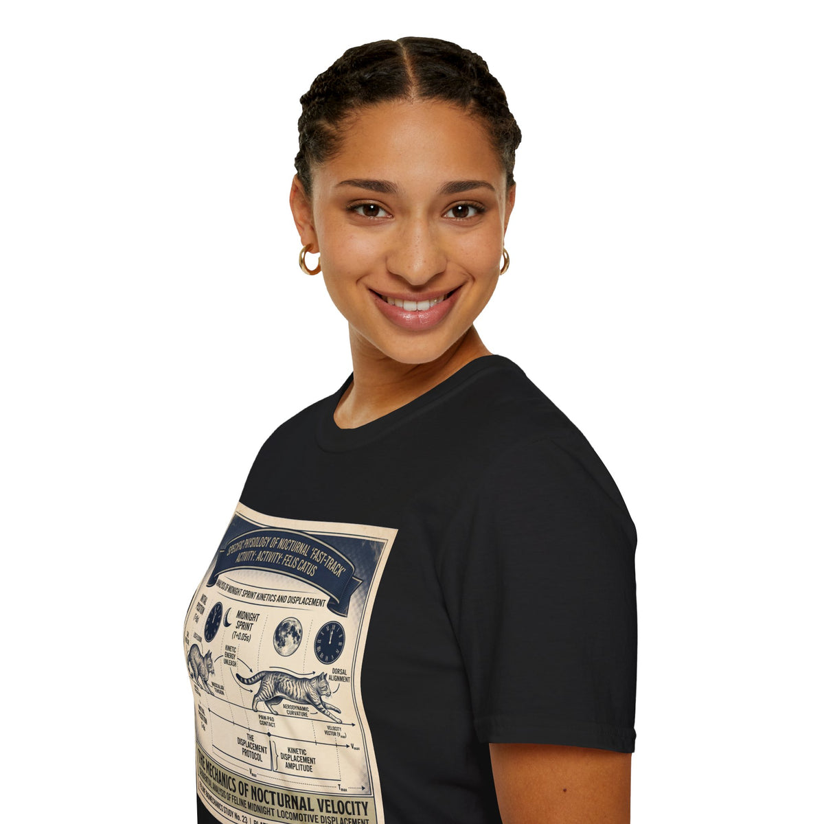 Nocturnal Cat Anatomy T-Shirt – Vintage Feline Physiology Diagram