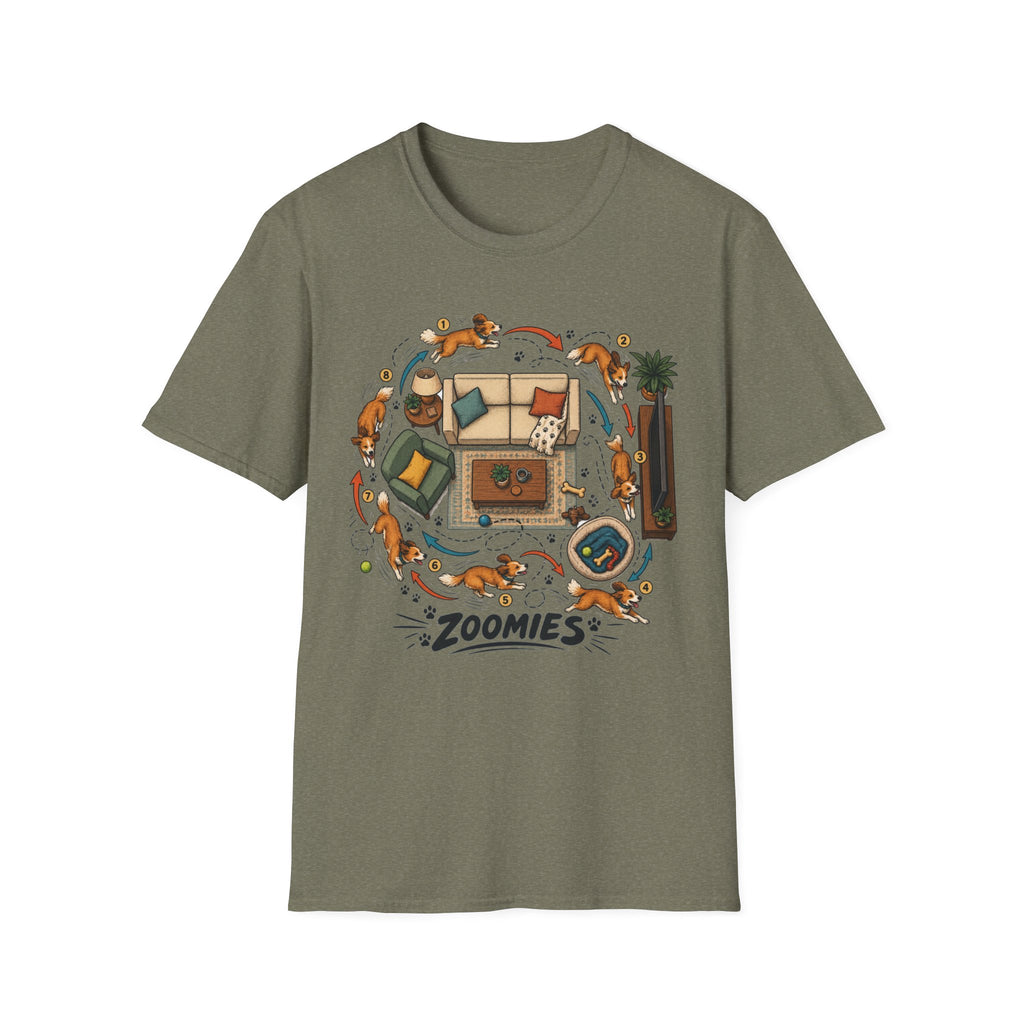 Zoomies Dog T-Shirt — Playful Puppy Housewarming Tee