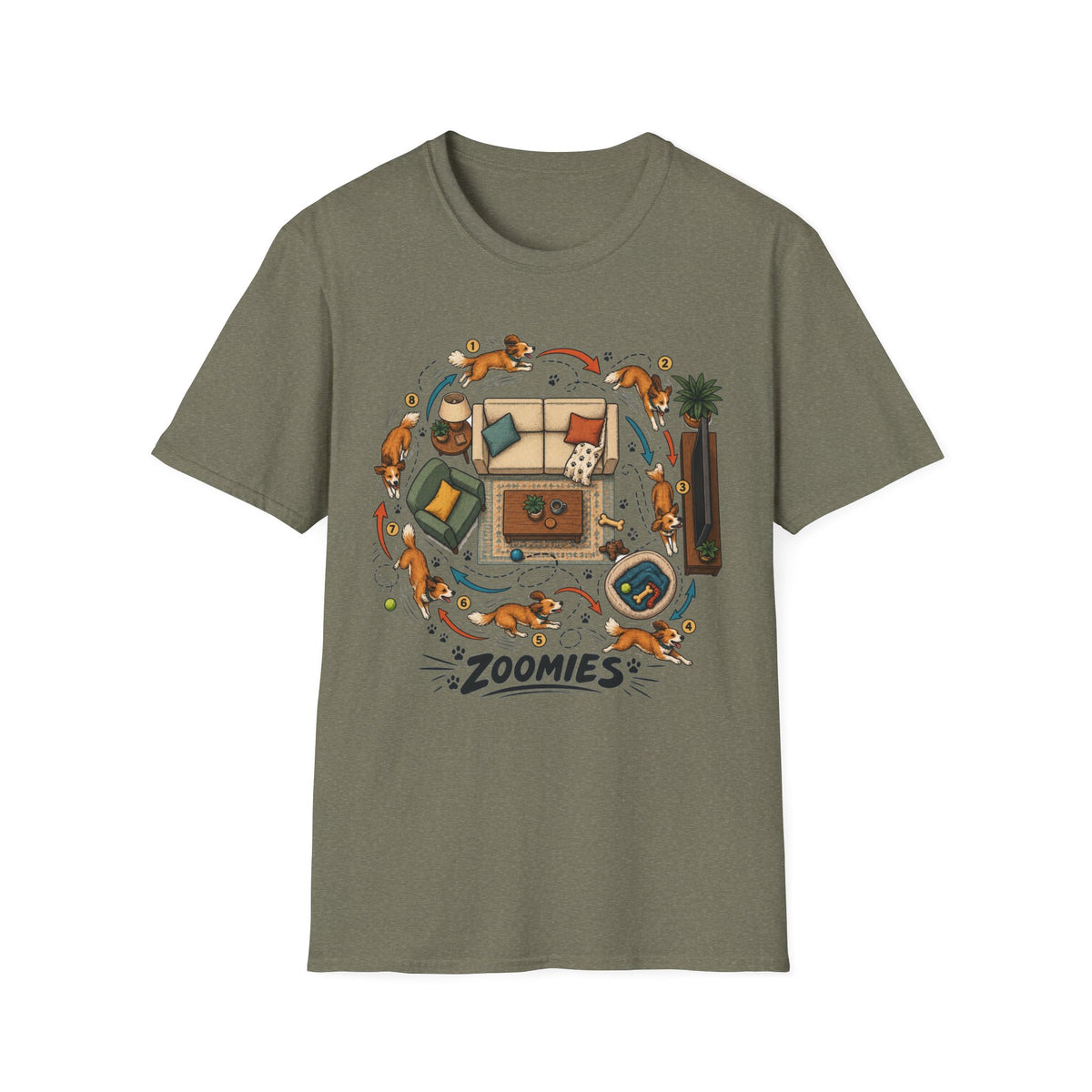 Zoomies Dog T-Shirt — Playful Puppy Housewarming Tee
