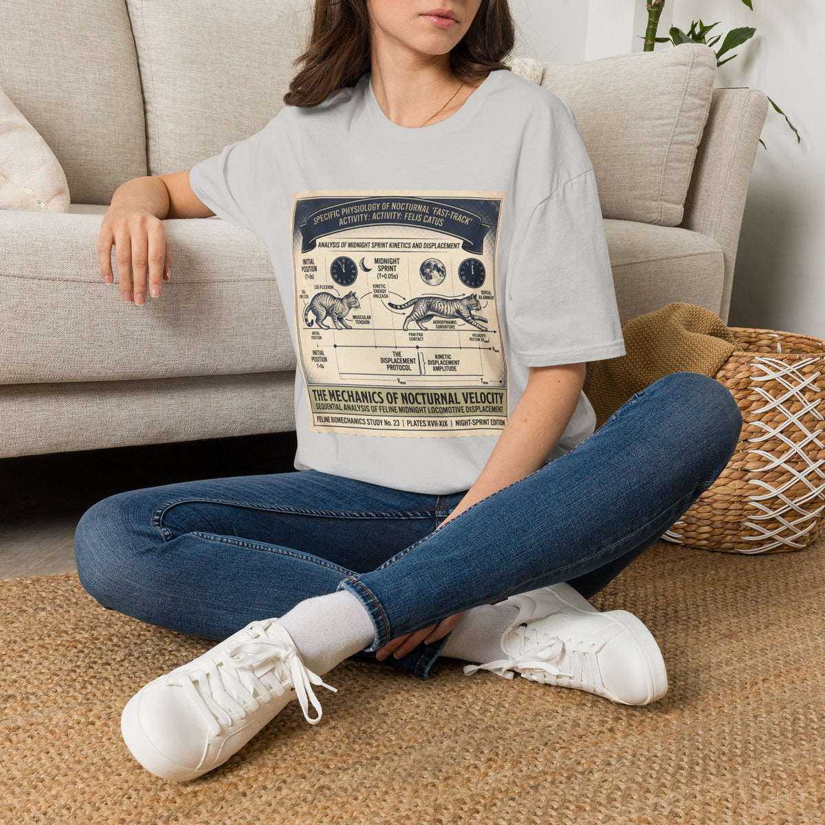 Nocturnal Cat Anatomy T-Shirt – Vintage Feline Physiology Diagram