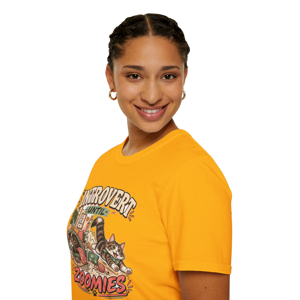 Introvert Until Zoomies T-Shirt — Cute Cat Nap & Play Graphic Tee