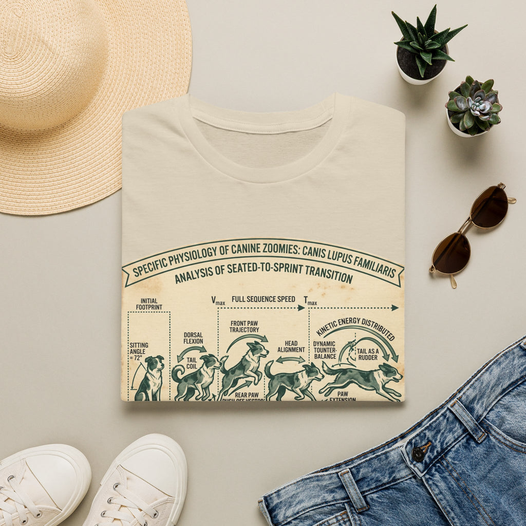 Kinetics of Zoomies T-Shirt — Funny Canine Zoomies Diagram Tee