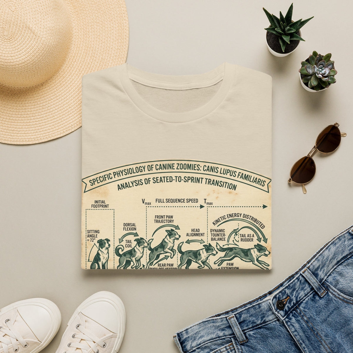 Kinetics of Zoomies T-Shirt — Funny Canine Zoomies Diagram Tee