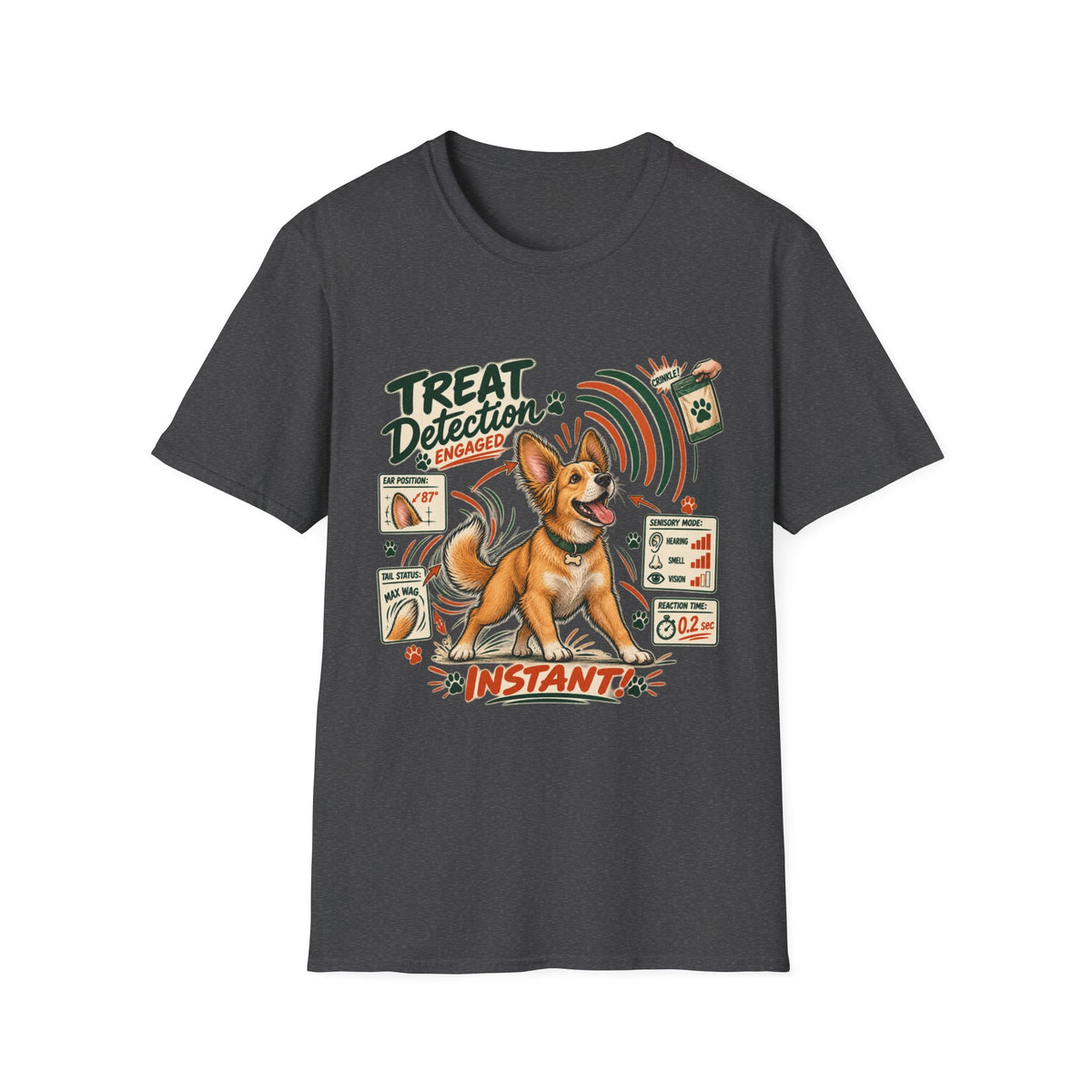 Dog Treat Detection T-Shirt — Funny Corgi ‘Treat Detection: Engaged’ Tee