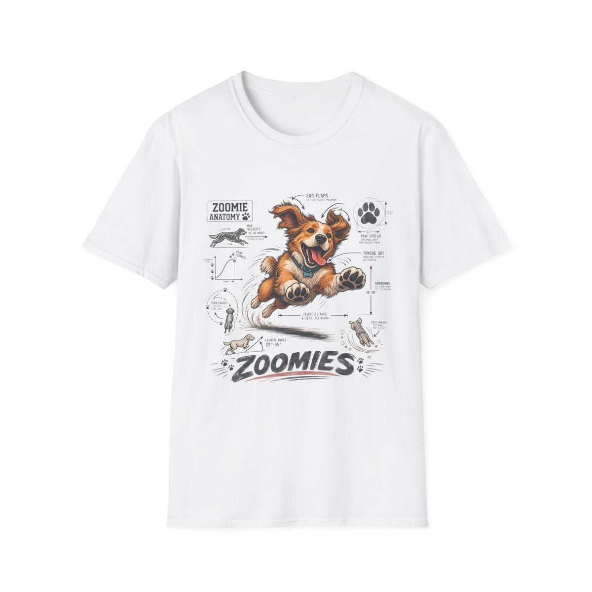 Dog Zoomies T-Shirt — Cute Playful Puppy Anatomy Graphic Tee
