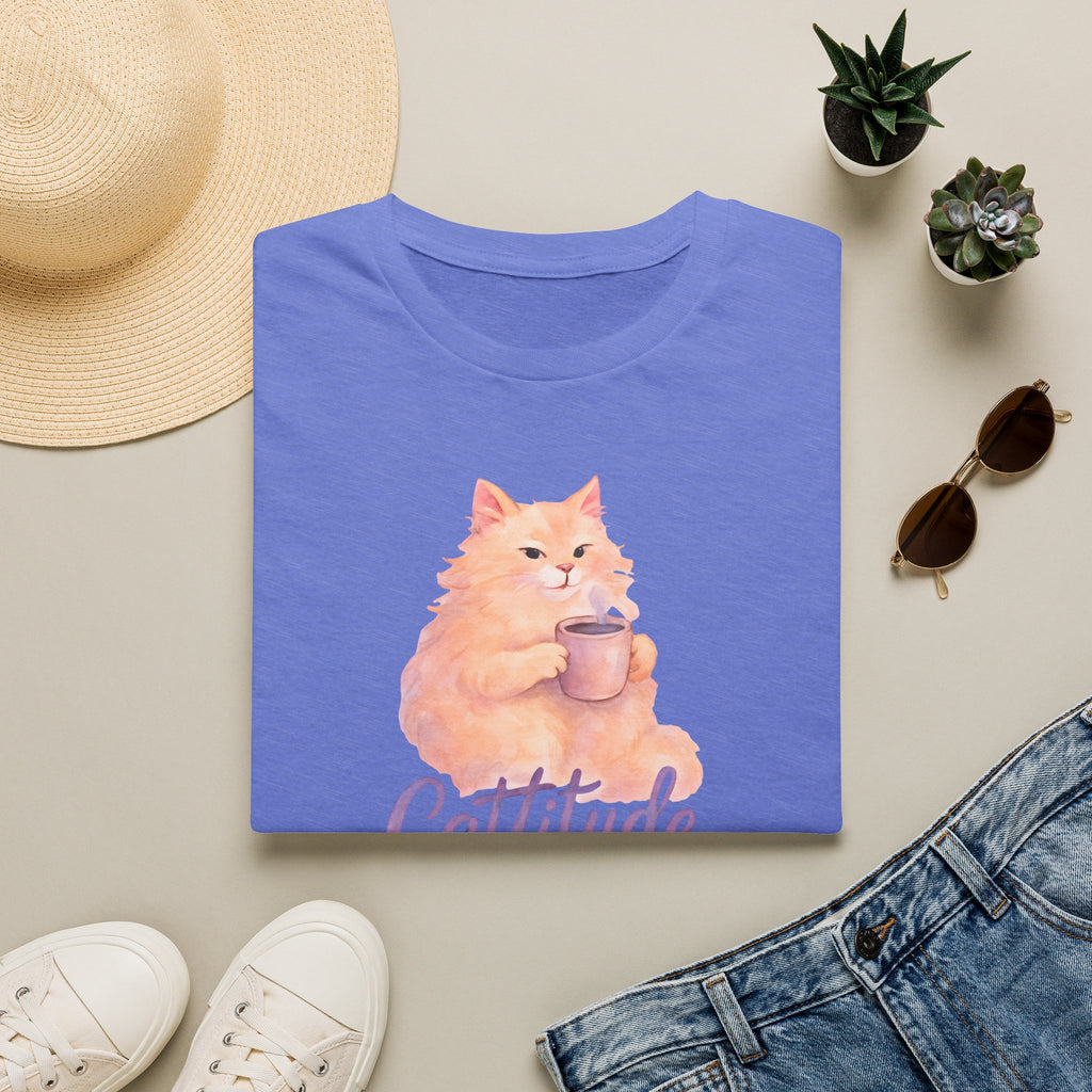 Cattitude - Cat with Coffee Cup T-Shirt