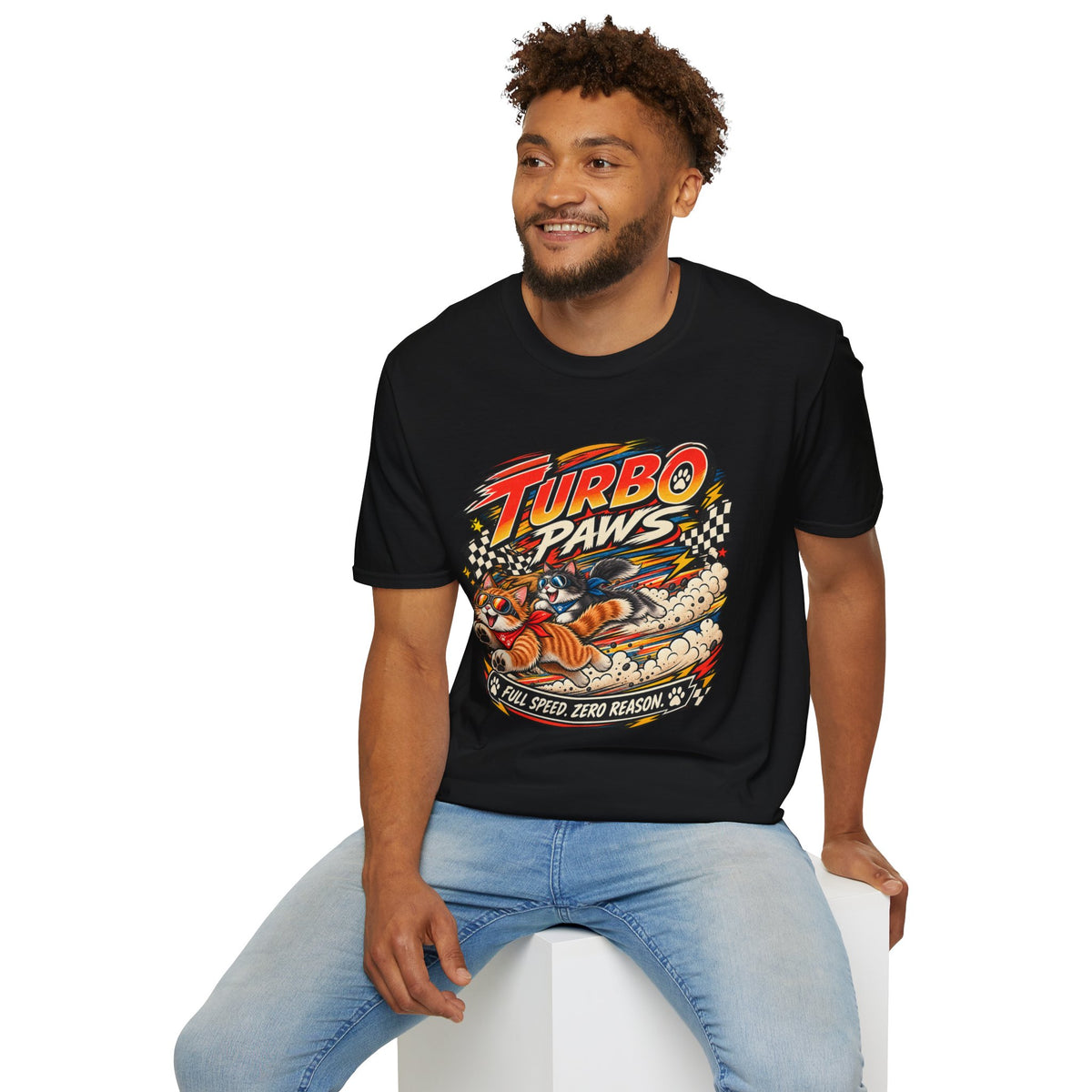 Turbo Paws T-Shirt — Retro Racing Cat Graphic Tee