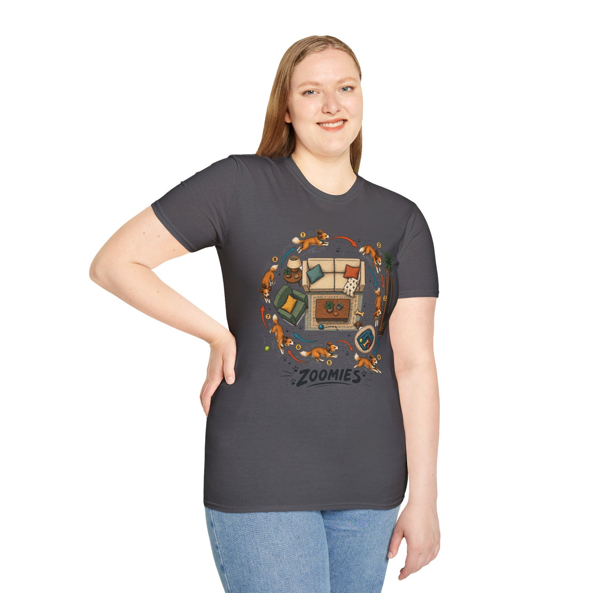 Zoomies Dog T-Shirt — Playful Puppy Housewarming Tee