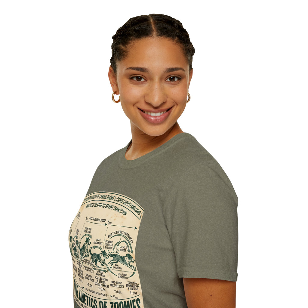 Kinetics of Zoomies T-Shirt — Funny Canine Zoomies Diagram Tee