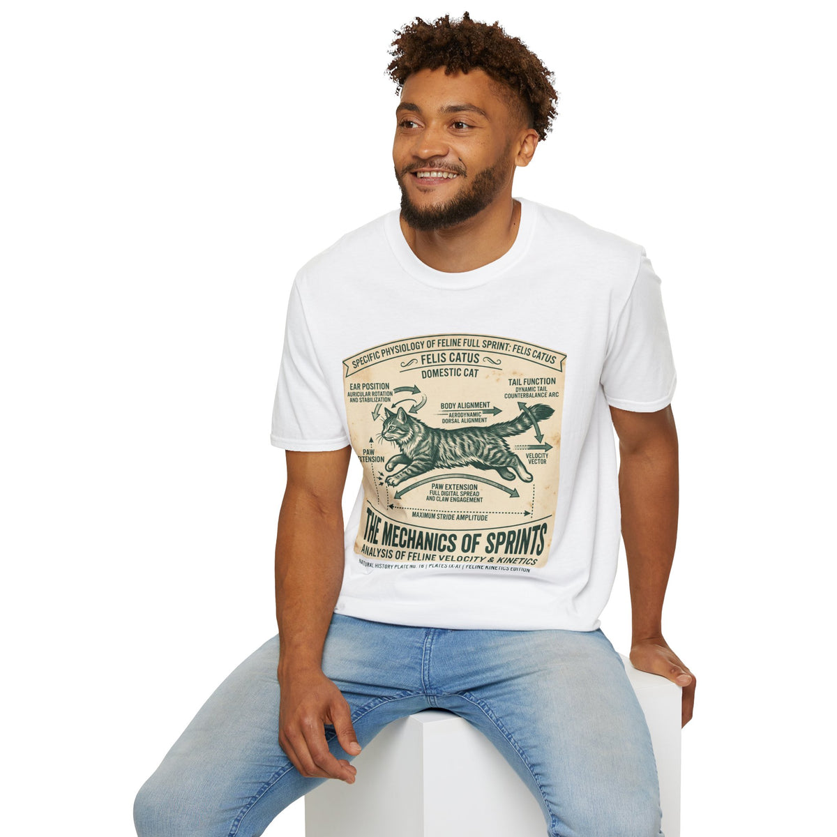 Cat Sprint Anatomy T-Shirt — Felis Catus Vintage Scientific Illustration Tee