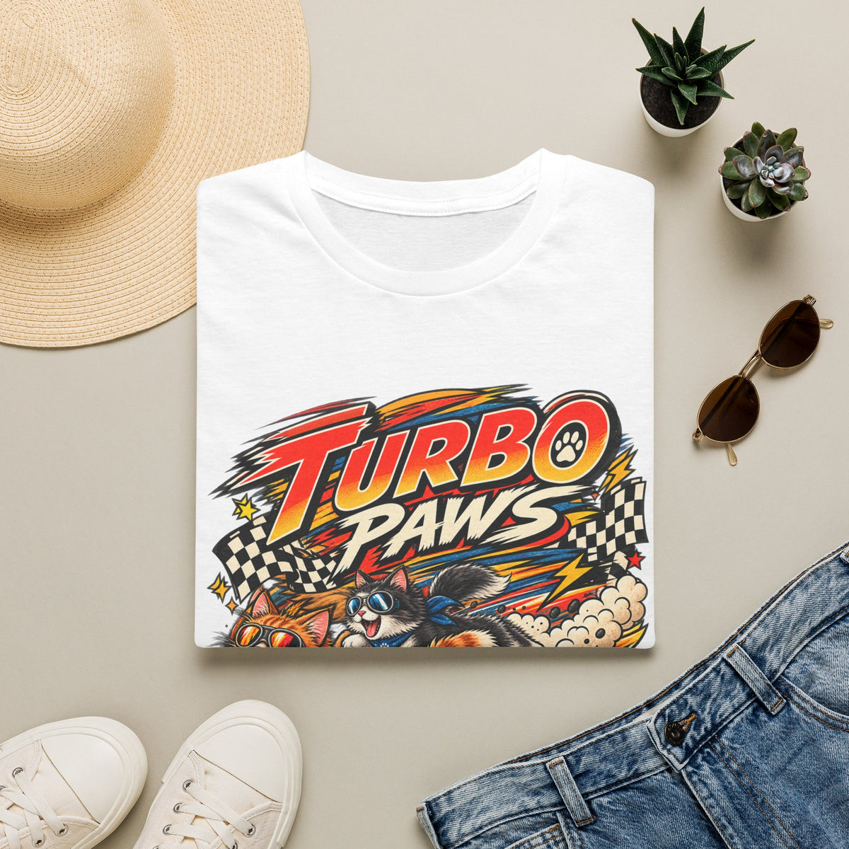 Turbo Paws T-Shirt — Retro Racing Cat Graphic Tee