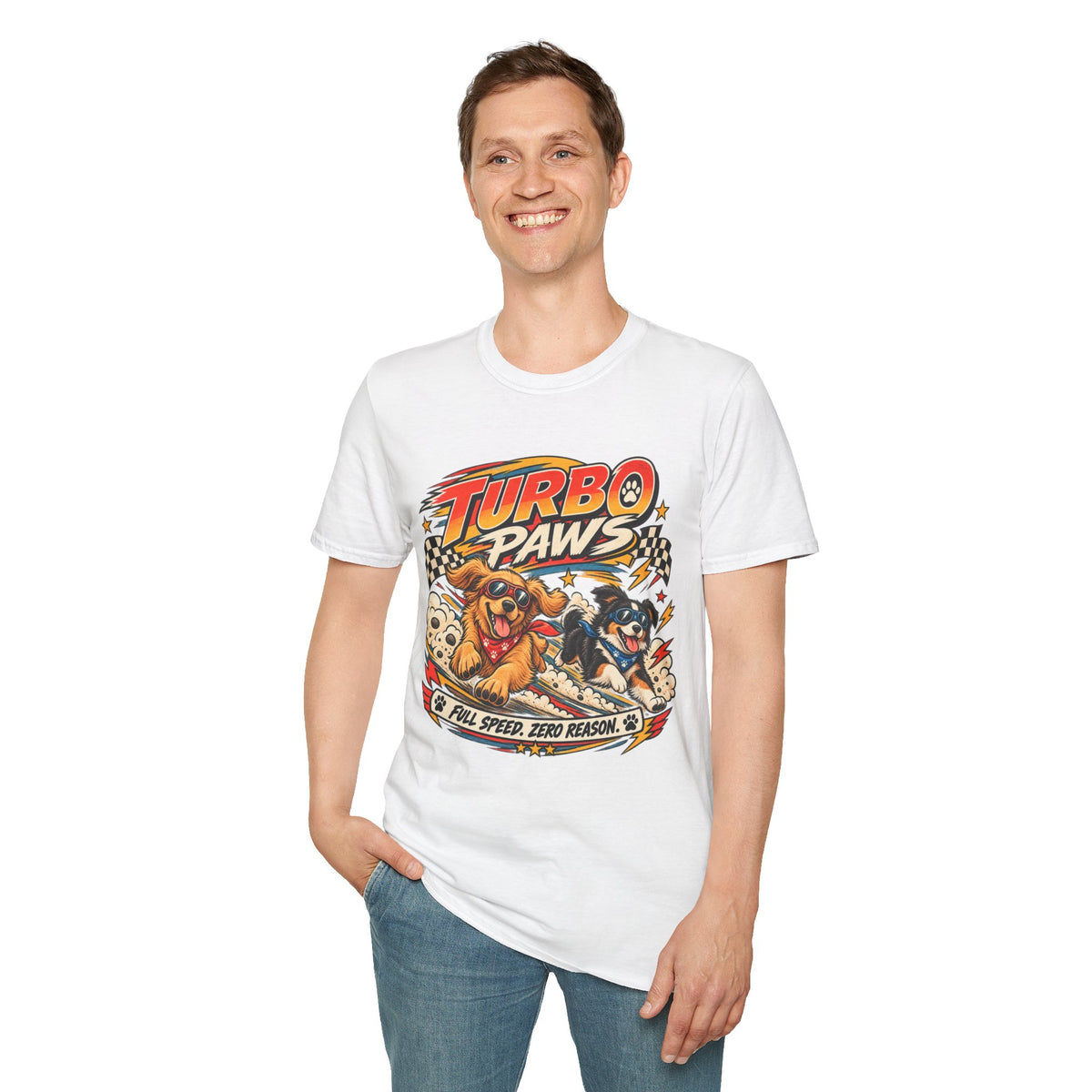 Turbo Paws T-Shirt — Retro Racing Dog Graphic Tee