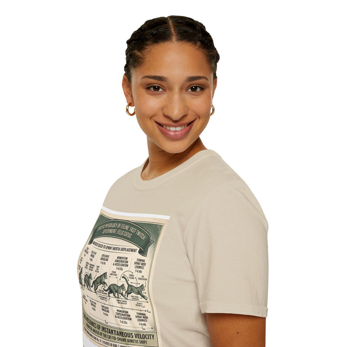 Cat Sprint Anatomy T‑Shirt — Vintage Feline Fast Twitch Diagram