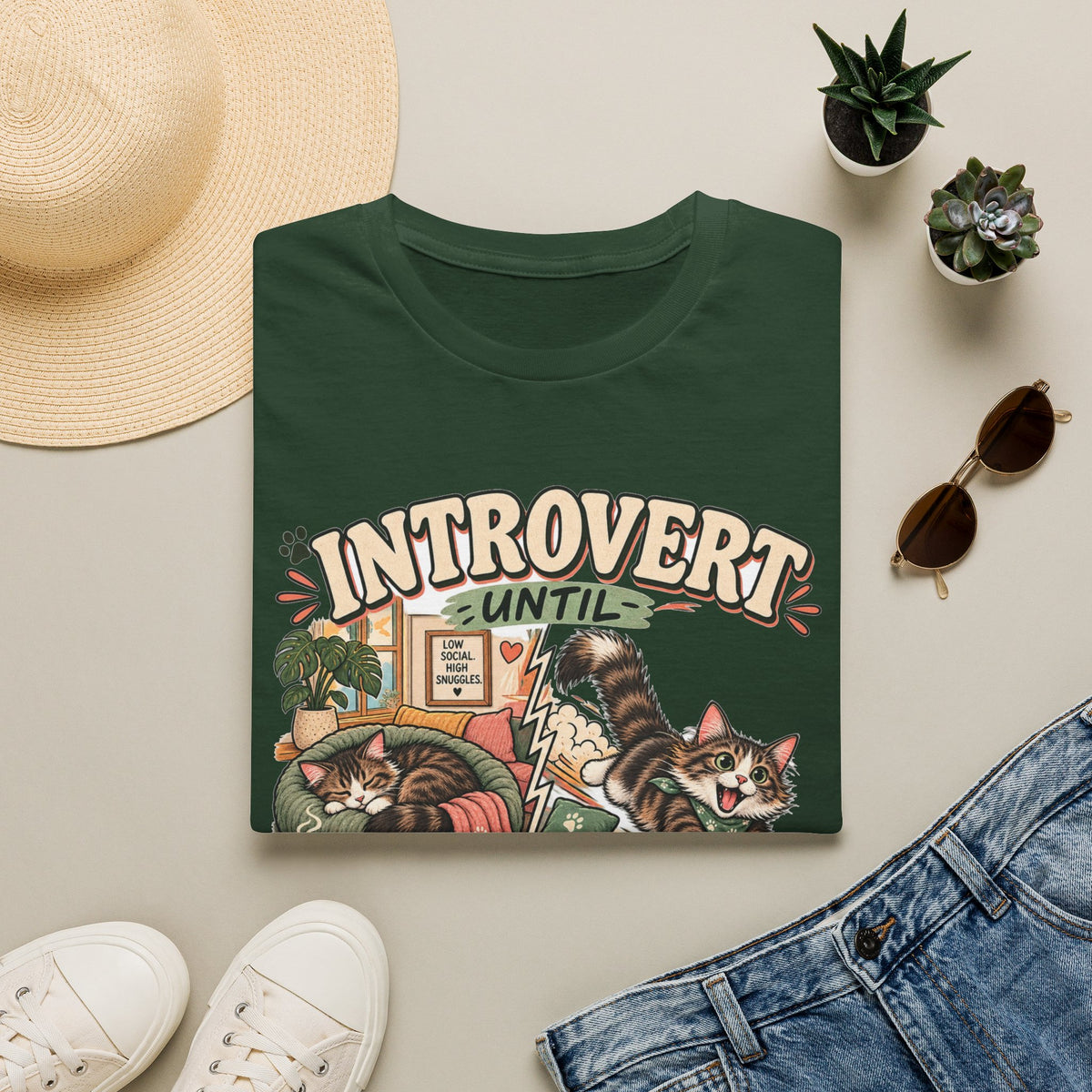 Introvert Until Zoomies T-Shirt — Cute Cat Nap & Play Graphic Tee