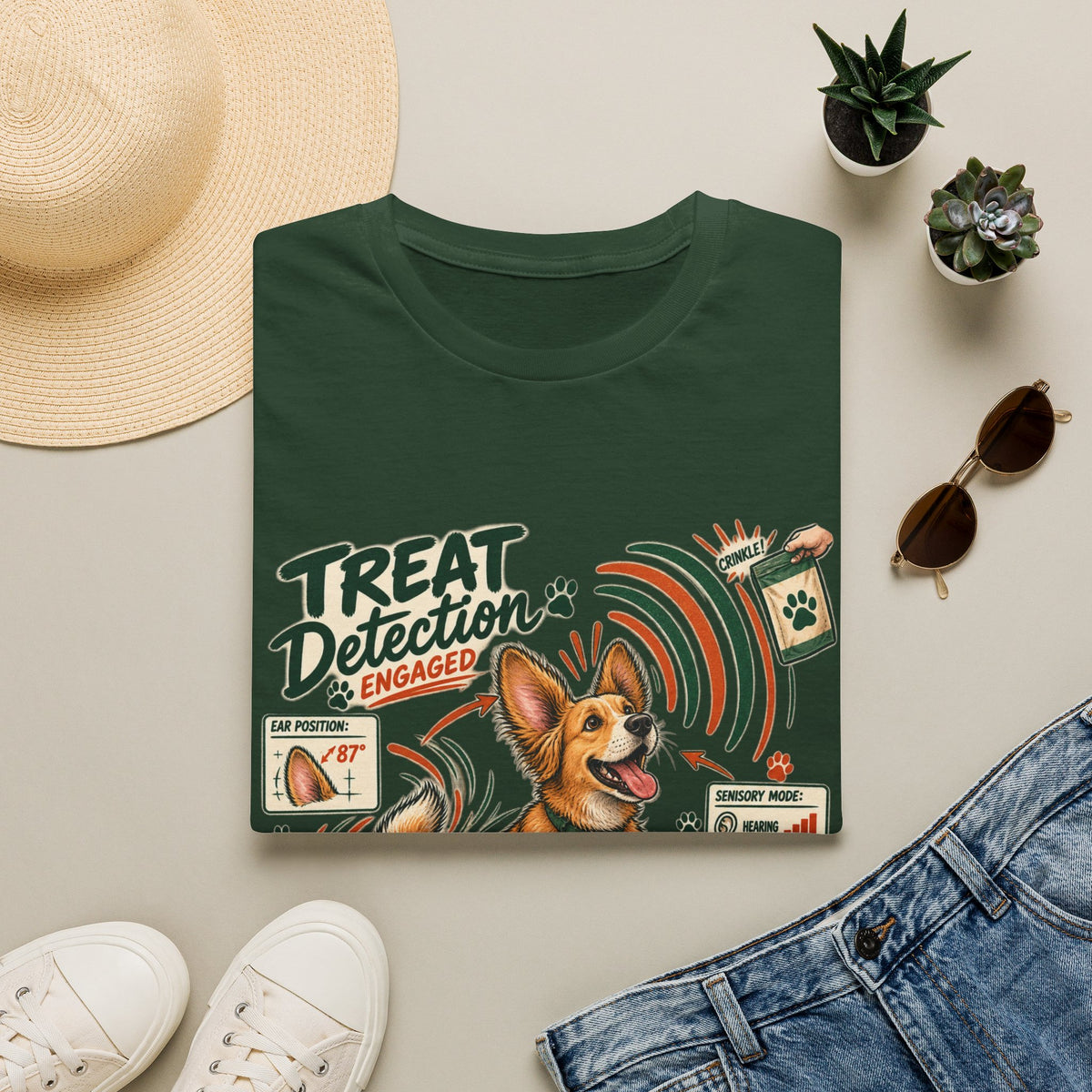 Dog Treat Detection T-Shirt — Funny Corgi ‘Treat Detection: Engaged’ Tee