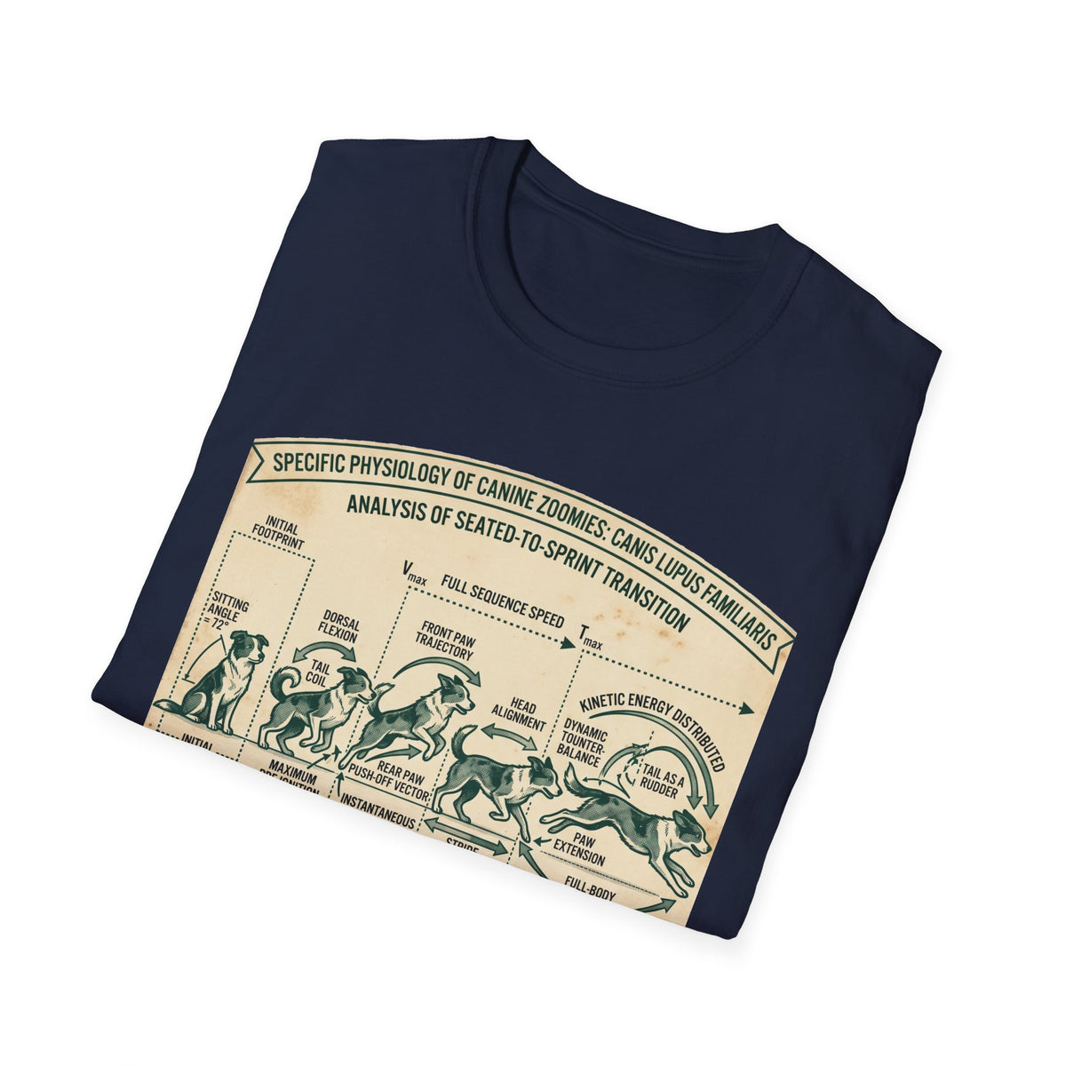 Kinetics of Zoomies T-Shirt — Funny Canine Zoomies Diagram Tee