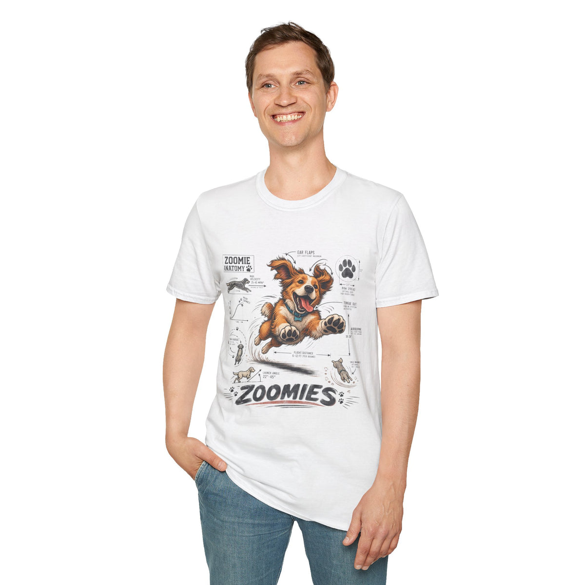 Dog Zoomies T-Shirt — Cute Playful Puppy Anatomy Graphic Tee