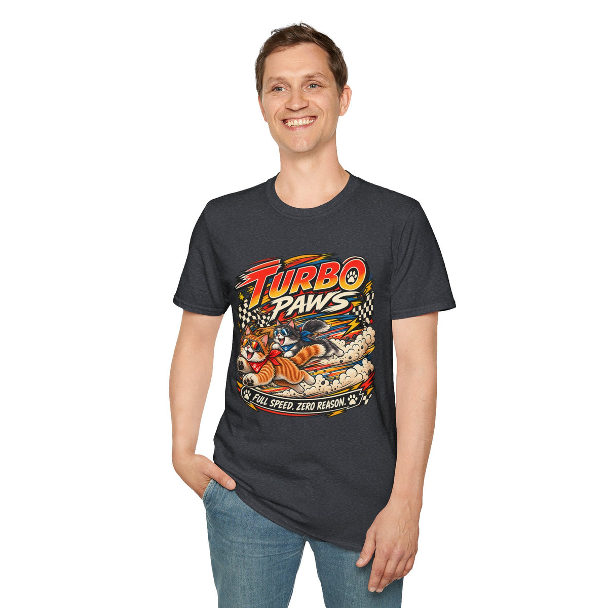Turbo Paws T-Shirt — Retro Racing Cat Graphic Tee