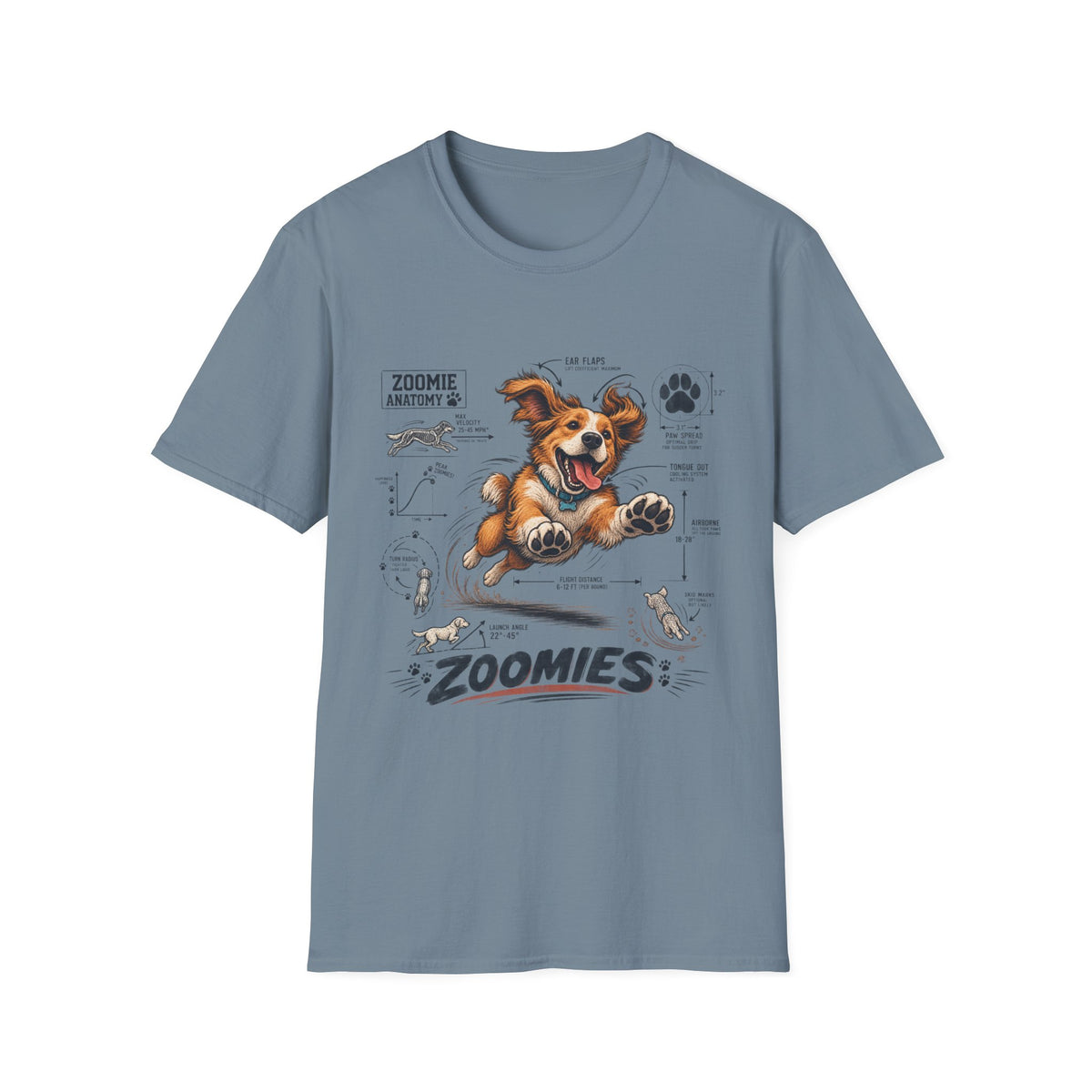 Dog Zoomies T-Shirt — Cute Playful Puppy Anatomy Graphic Tee