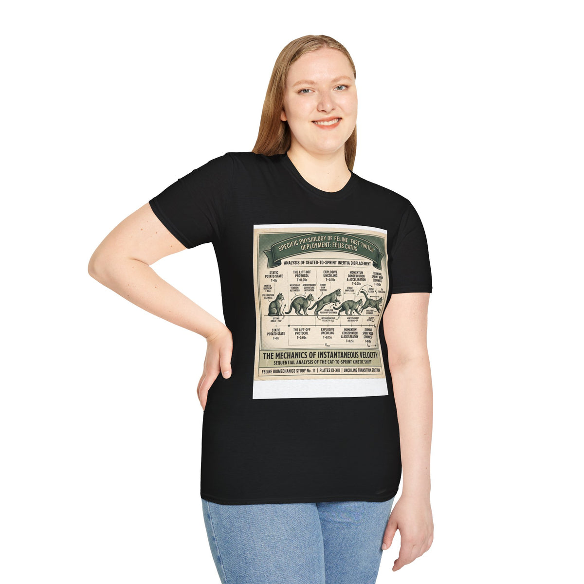 Cat Sprint Anatomy T‑Shirt — Vintage Feline Fast Twitch Diagram