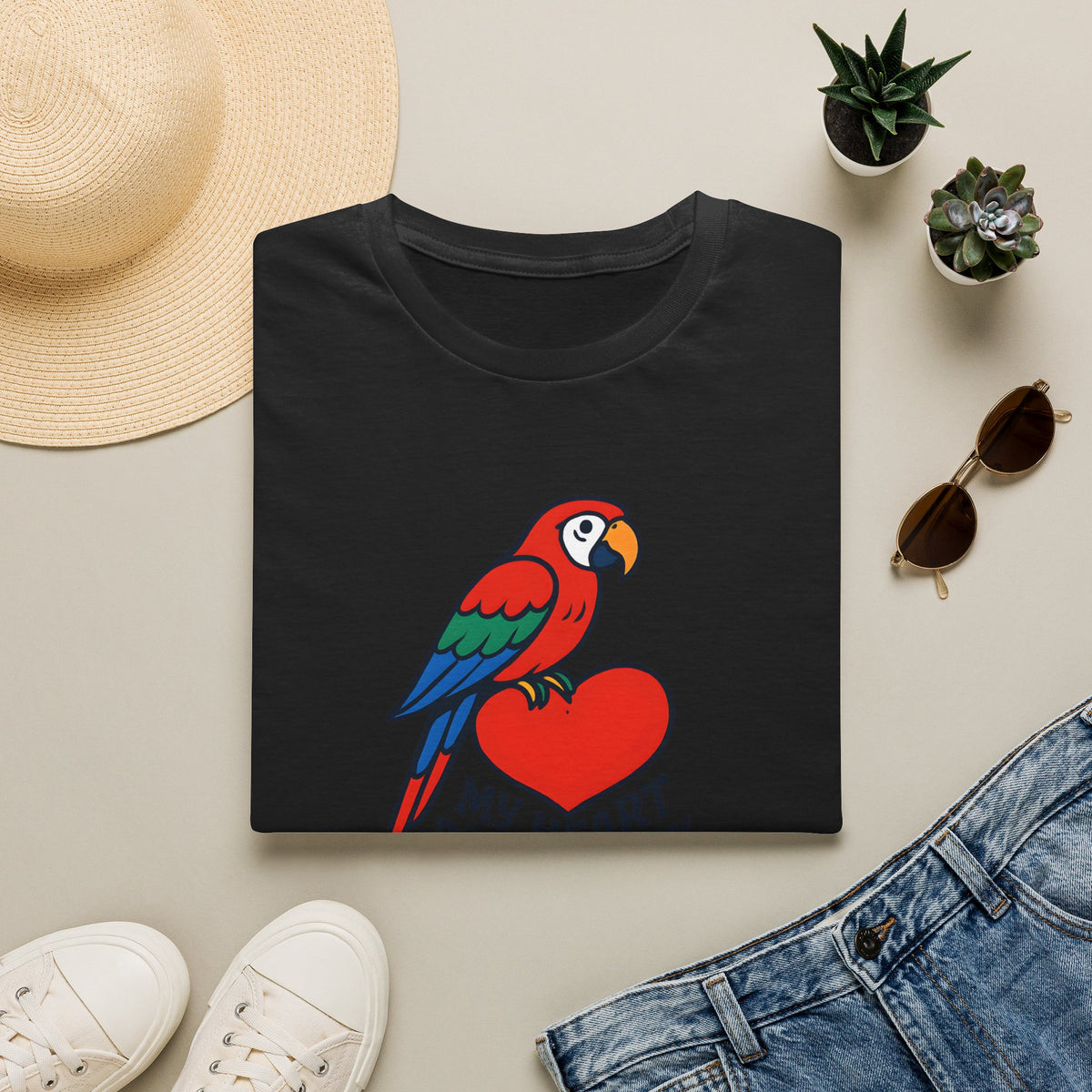Parrot on Heart T-Shirt