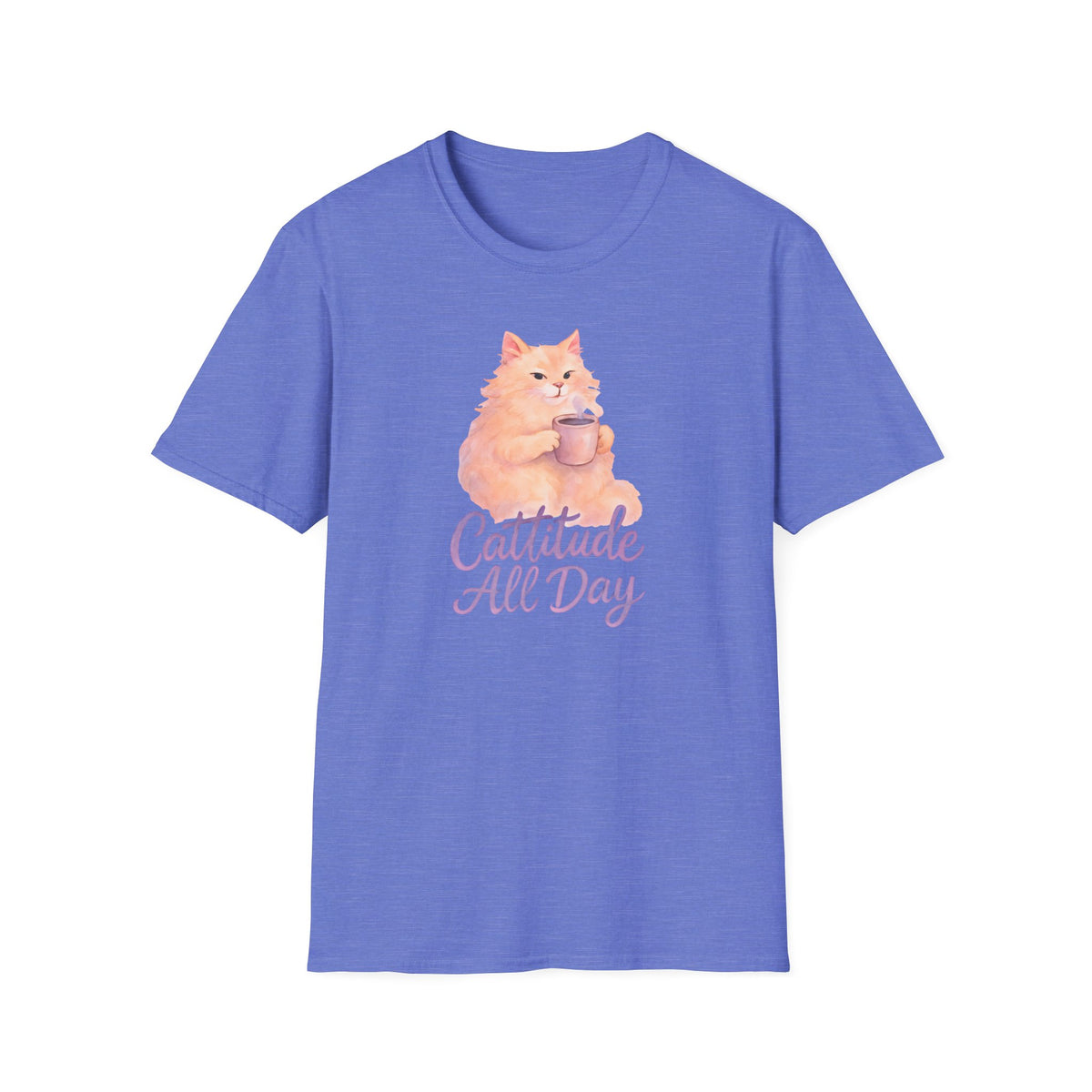 Cattitude - Cat with Coffee Cup T-Shirt
