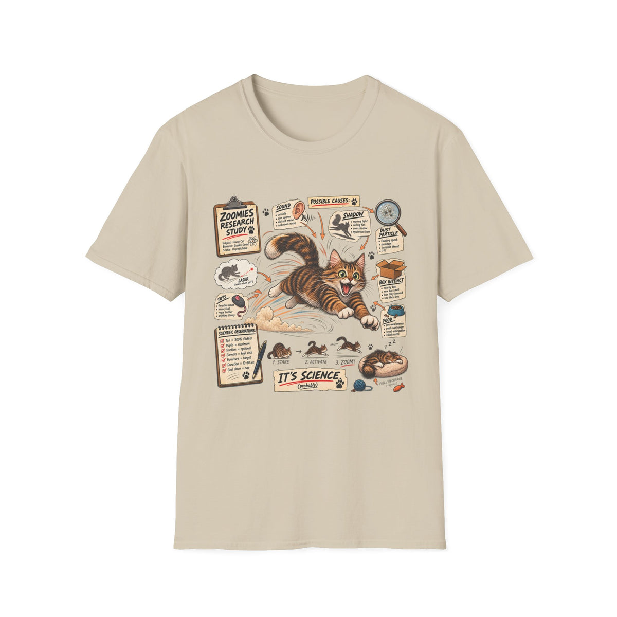 Cat Science T-Shirt — “It’s Science” Zoomies Research Design