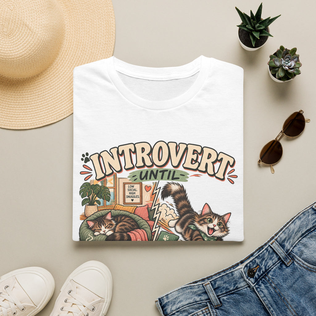 Introvert Until Zoomies T-Shirt — Cute Cat Nap & Play Graphic Tee