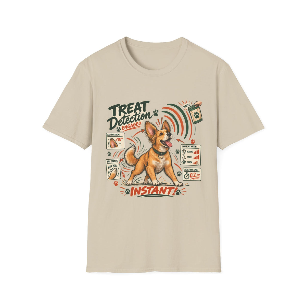 Dog Treat Detection T-Shirt — Funny Corgi ‘Treat Detection: Engaged’ Tee