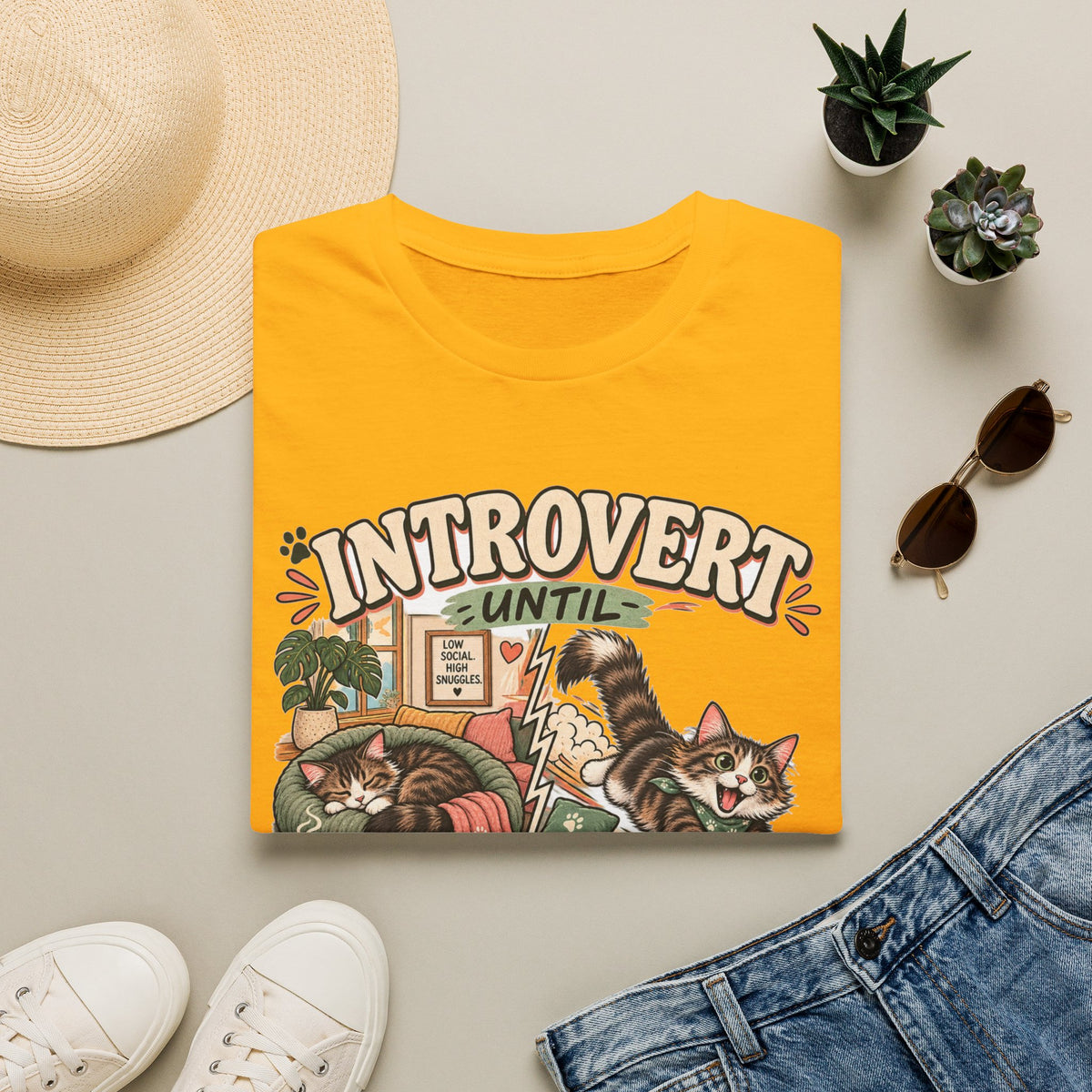 Introvert Until Zoomies T-Shirt — Cute Cat Nap & Play Graphic Tee