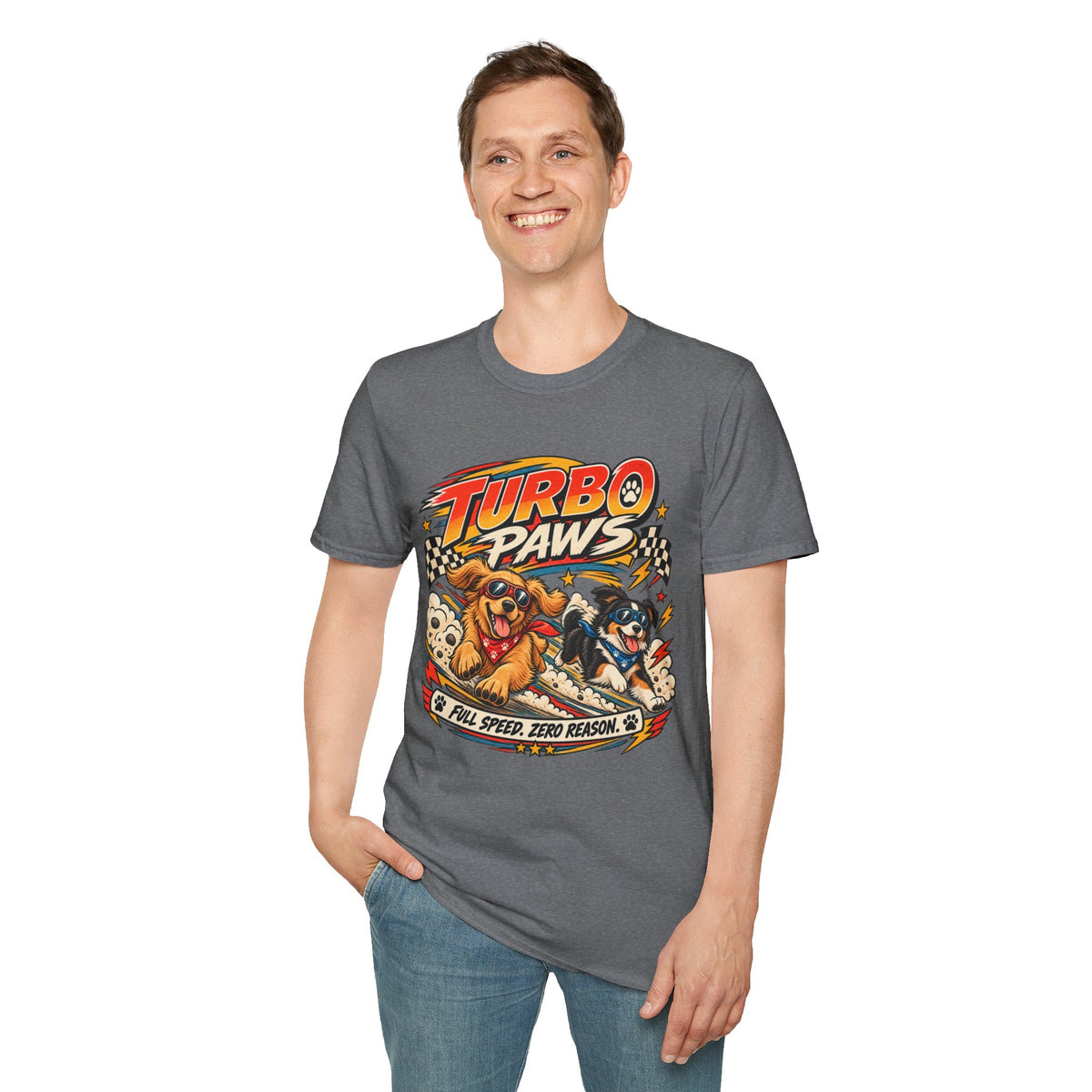 Turbo Paws T-Shirt — Retro Racing Dog Graphic Tee