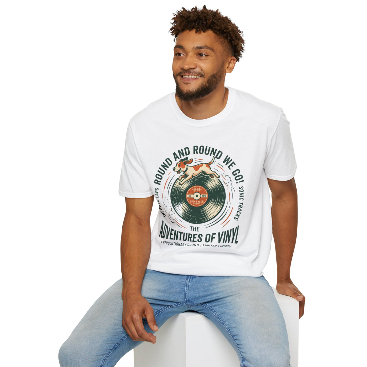 Round and Round We Go Vinyl T-Shirt — The Adventures of Vinyl Retro Record Tee