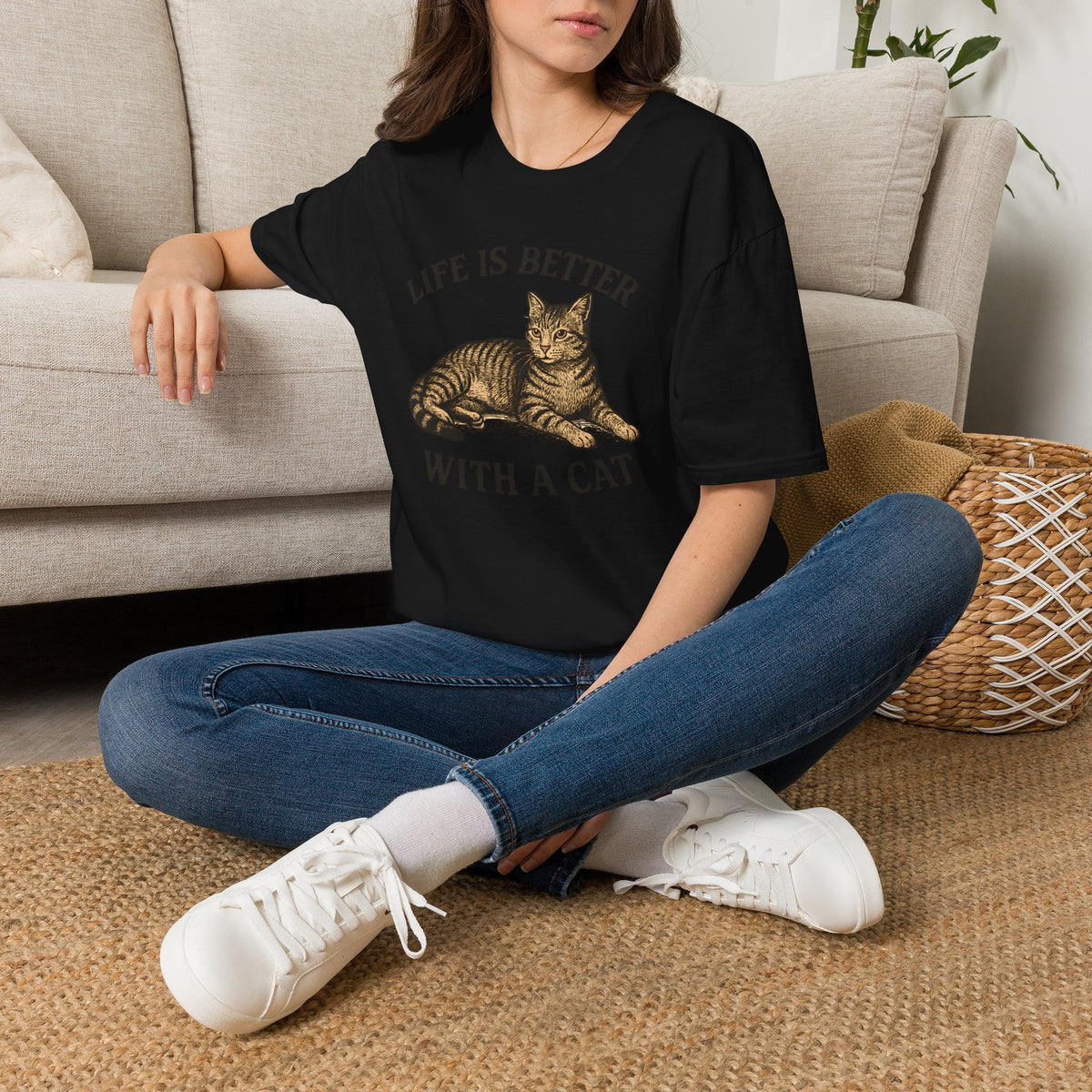 Cat With Slogan T-Shirt