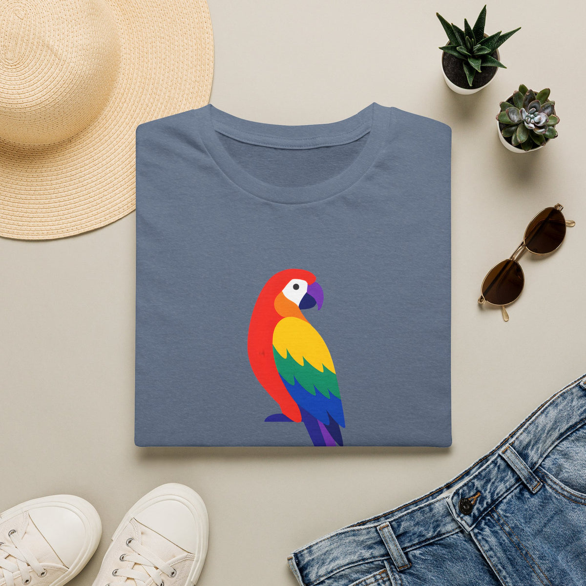 Colorful Parrot Illustration T-Shirt