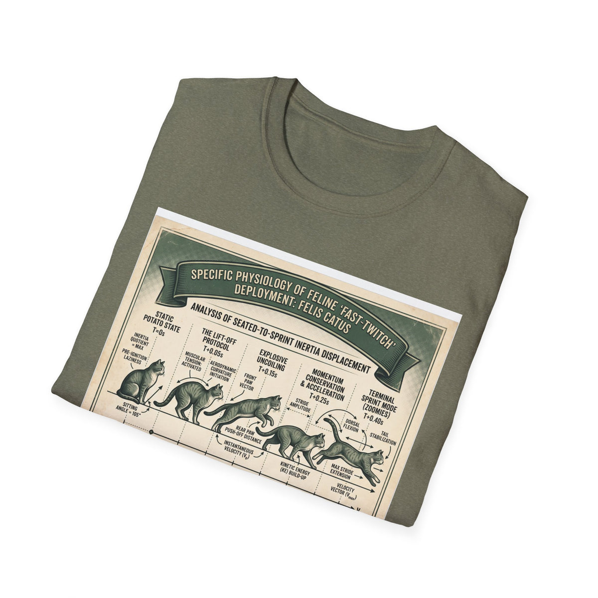 Cat Sprint Anatomy T‑Shirt — Vintage Feline Fast Twitch Diagram