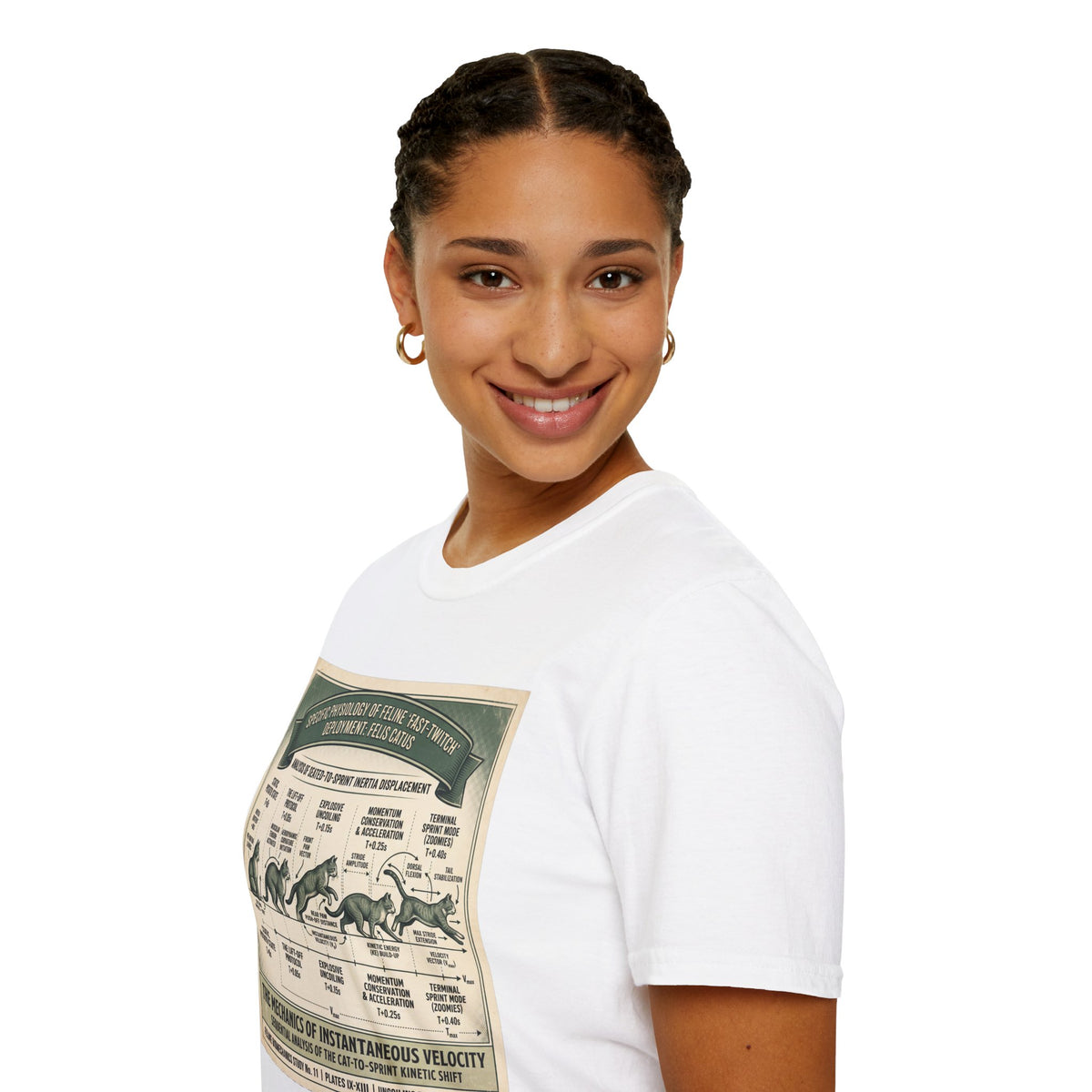 Cat Sprint Anatomy T‑Shirt — Vintage Feline Fast Twitch Diagram