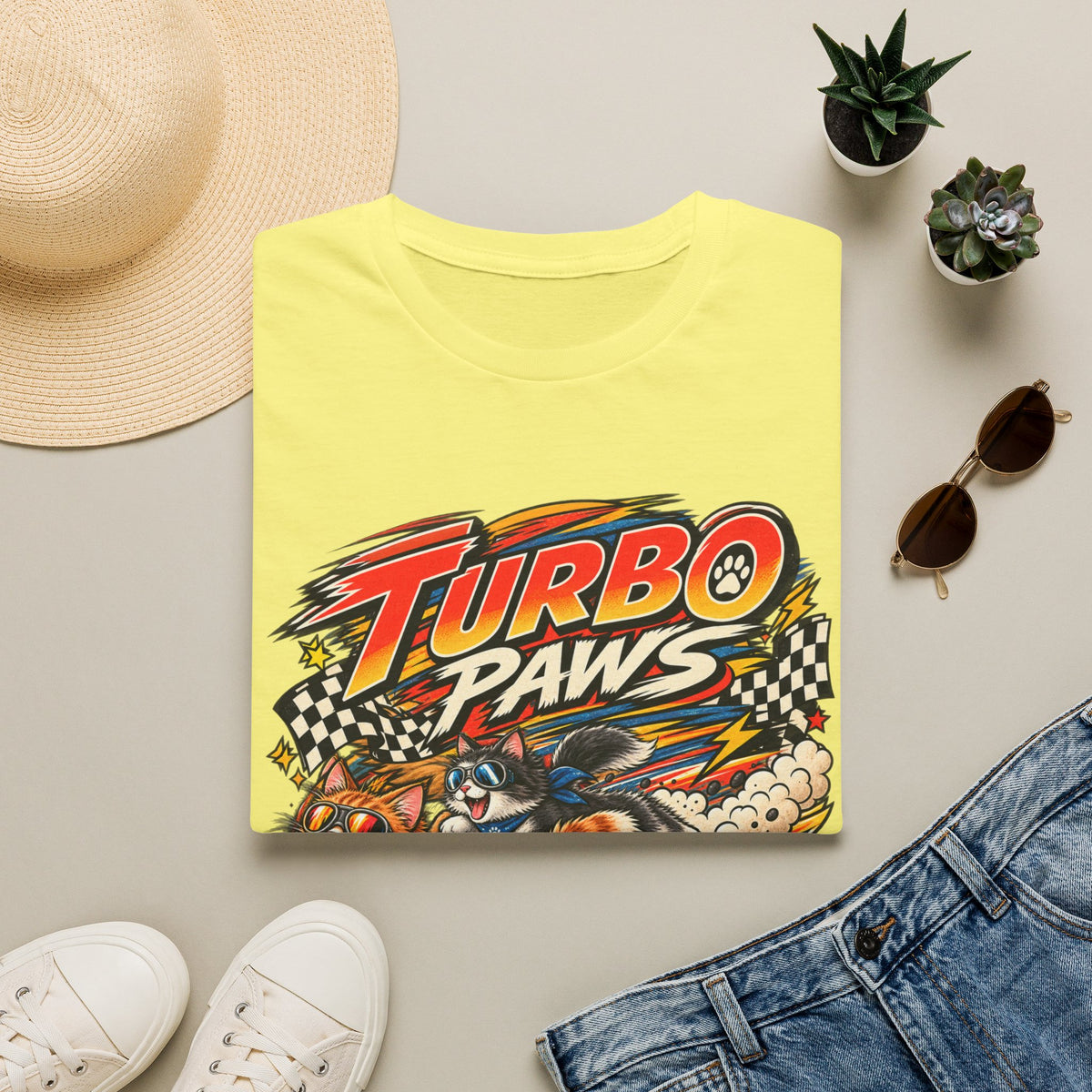 Turbo Paws T-Shirt — Retro Racing Cat Graphic Tee