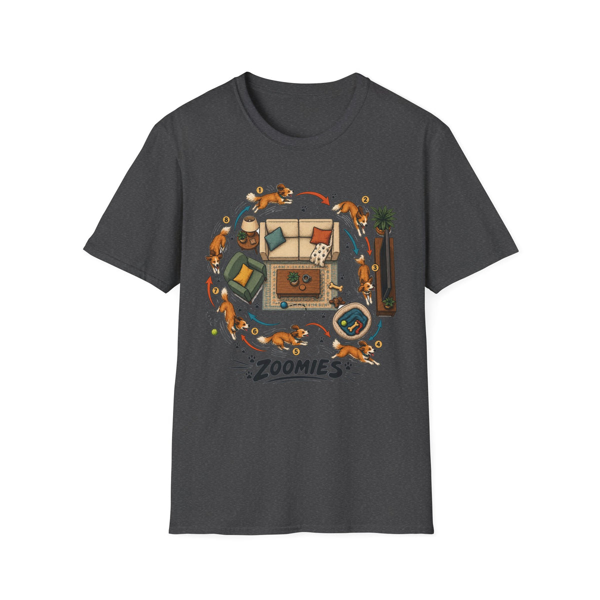 Zoomies Dog T-Shirt — Playful Puppy Housewarming Tee