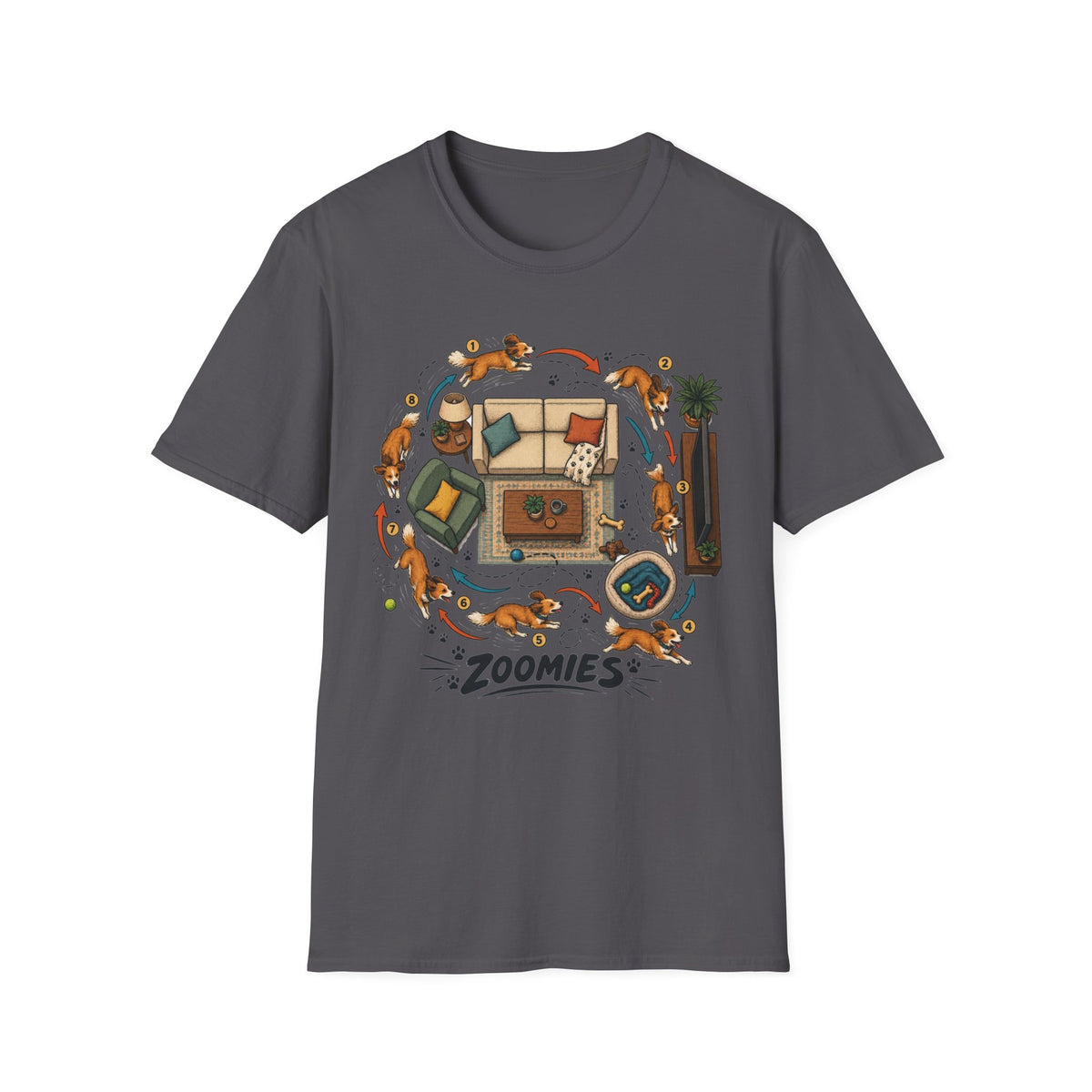 Zoomies Dog T-Shirt — Playful Puppy Housewarming Tee