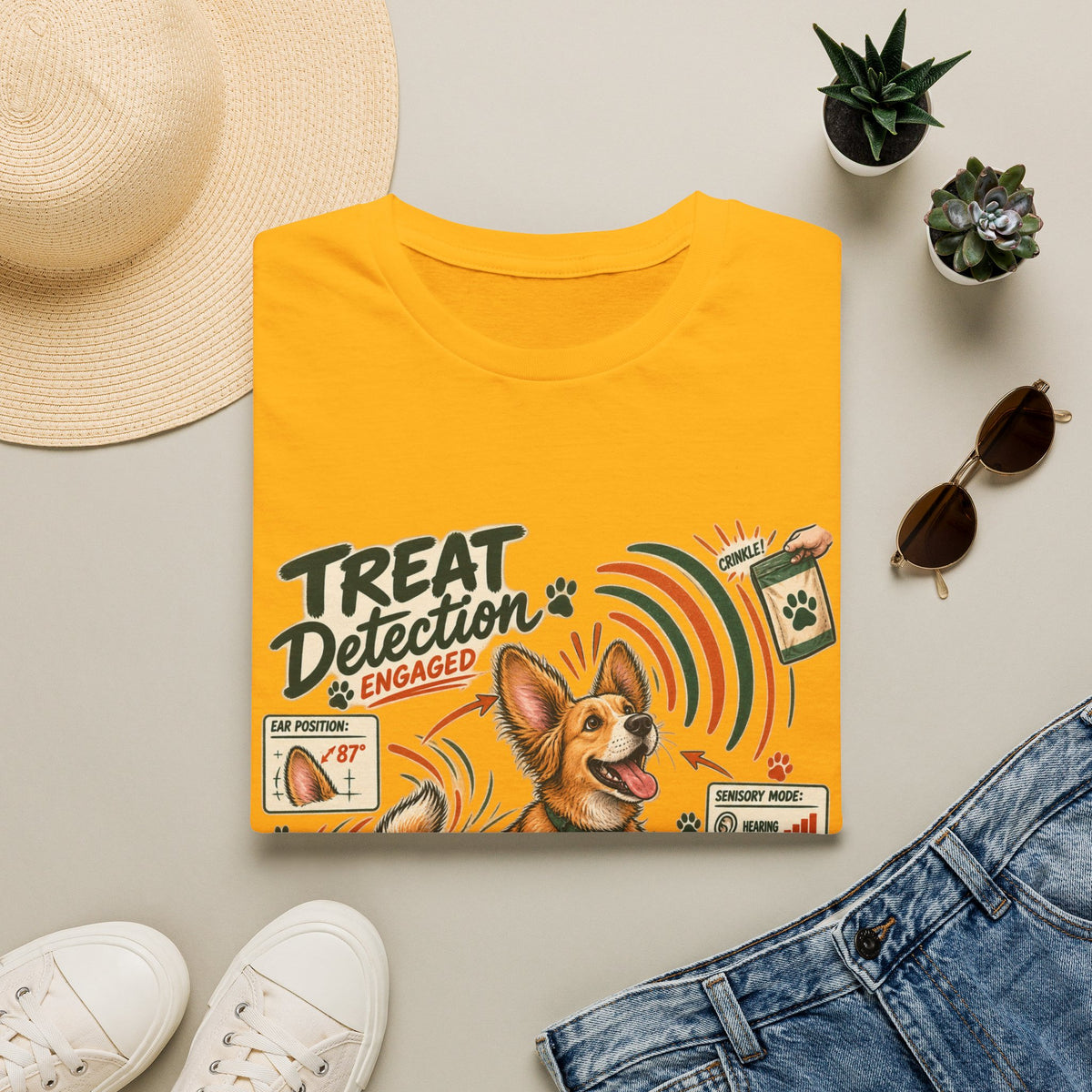 Dog Treat Detection T-Shirt — Funny Corgi ‘Treat Detection: Engaged’ Tee