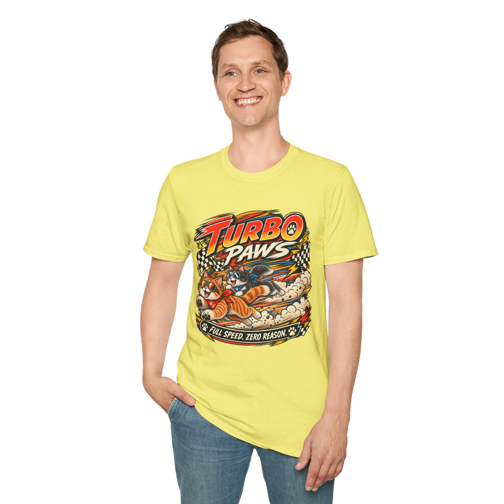 Turbo Paws T-Shirt — Retro Racing Cat Graphic Tee